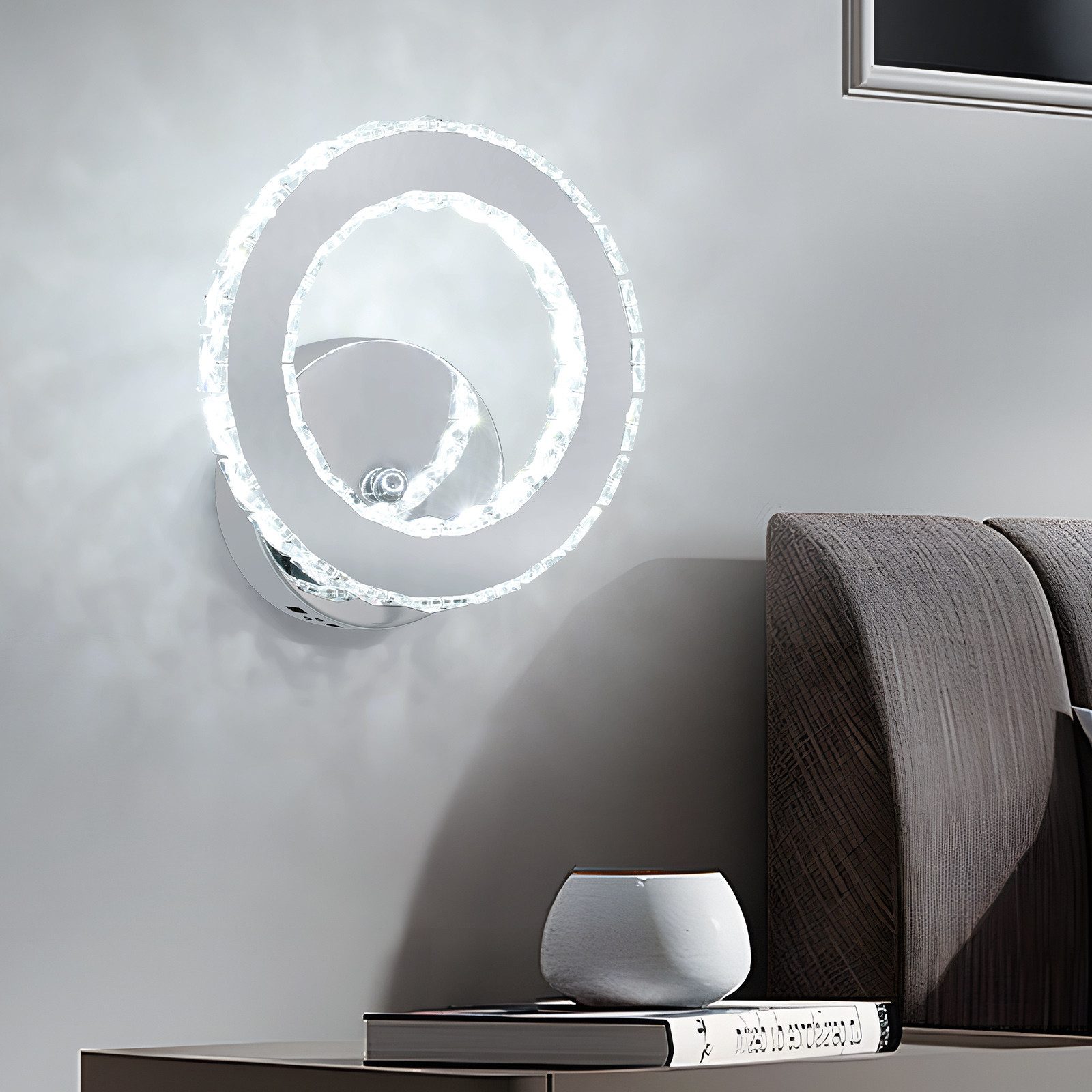 Goeco LED Wandleuchte Kristall Wandlampe, Runde günstig online kaufen
