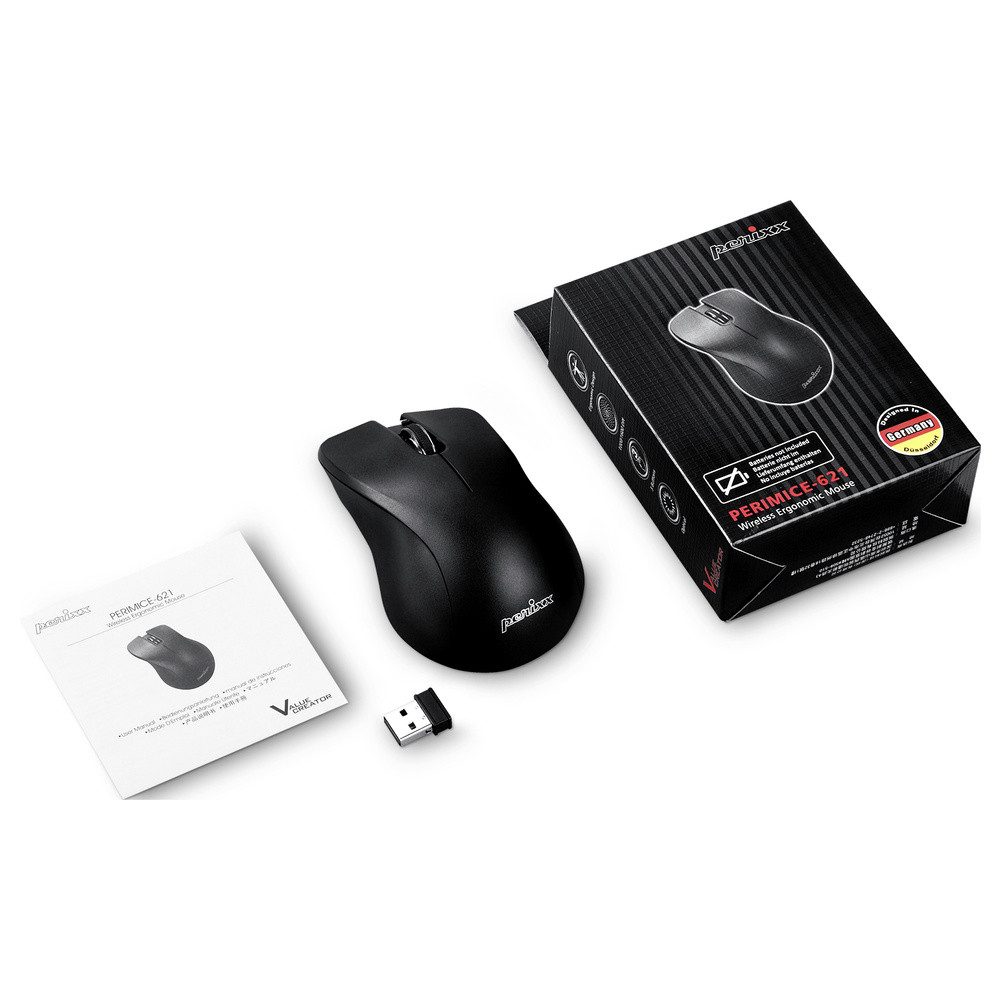 Perixx Perixx PERIMICE-621 B Ergonomische Maus Funk Schwarz Geräuscharm Mäuse