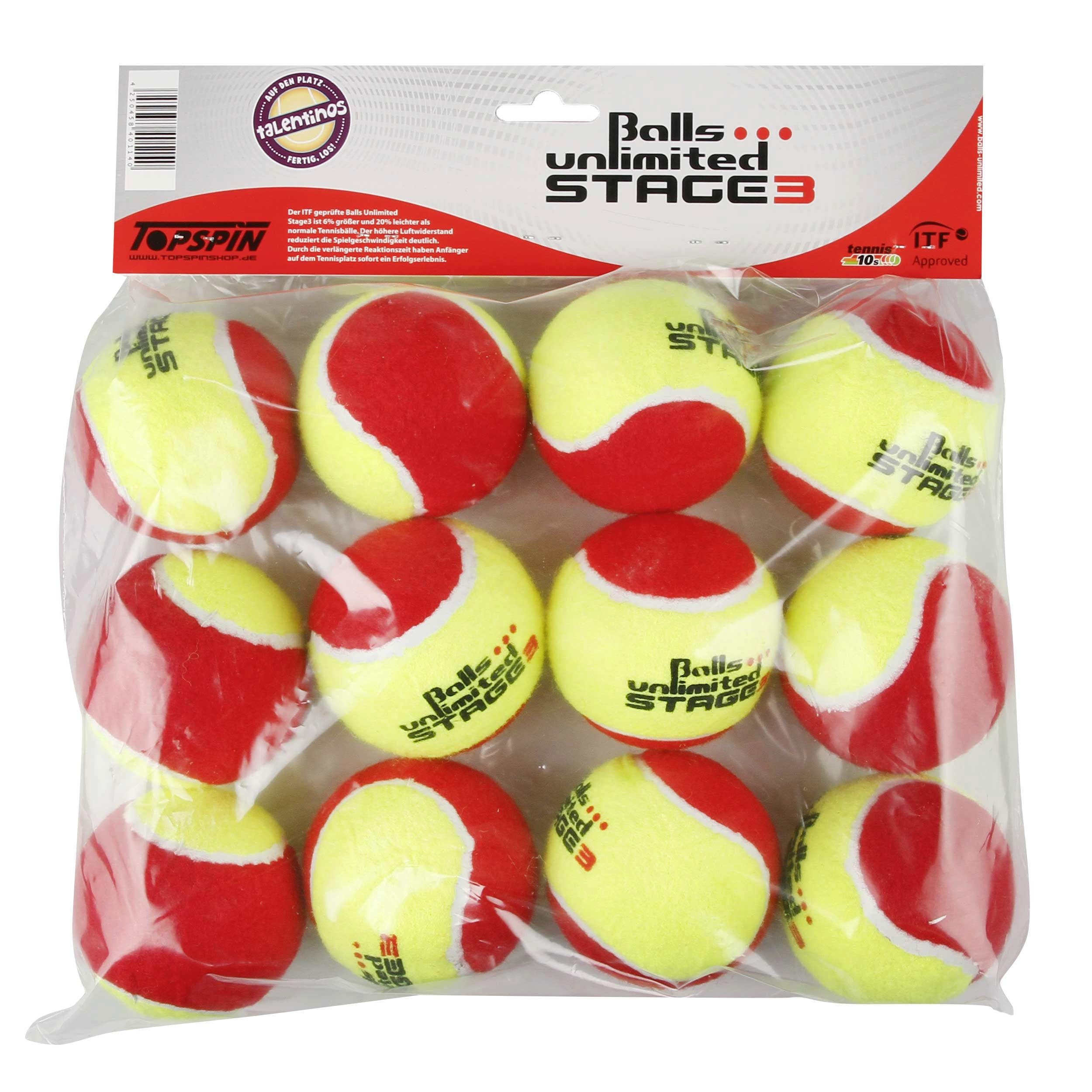 Balls Unlimited Tennisball Stage 3 - 12 Tennisbälle - Play and Stay Ball - (12er Beutel)
