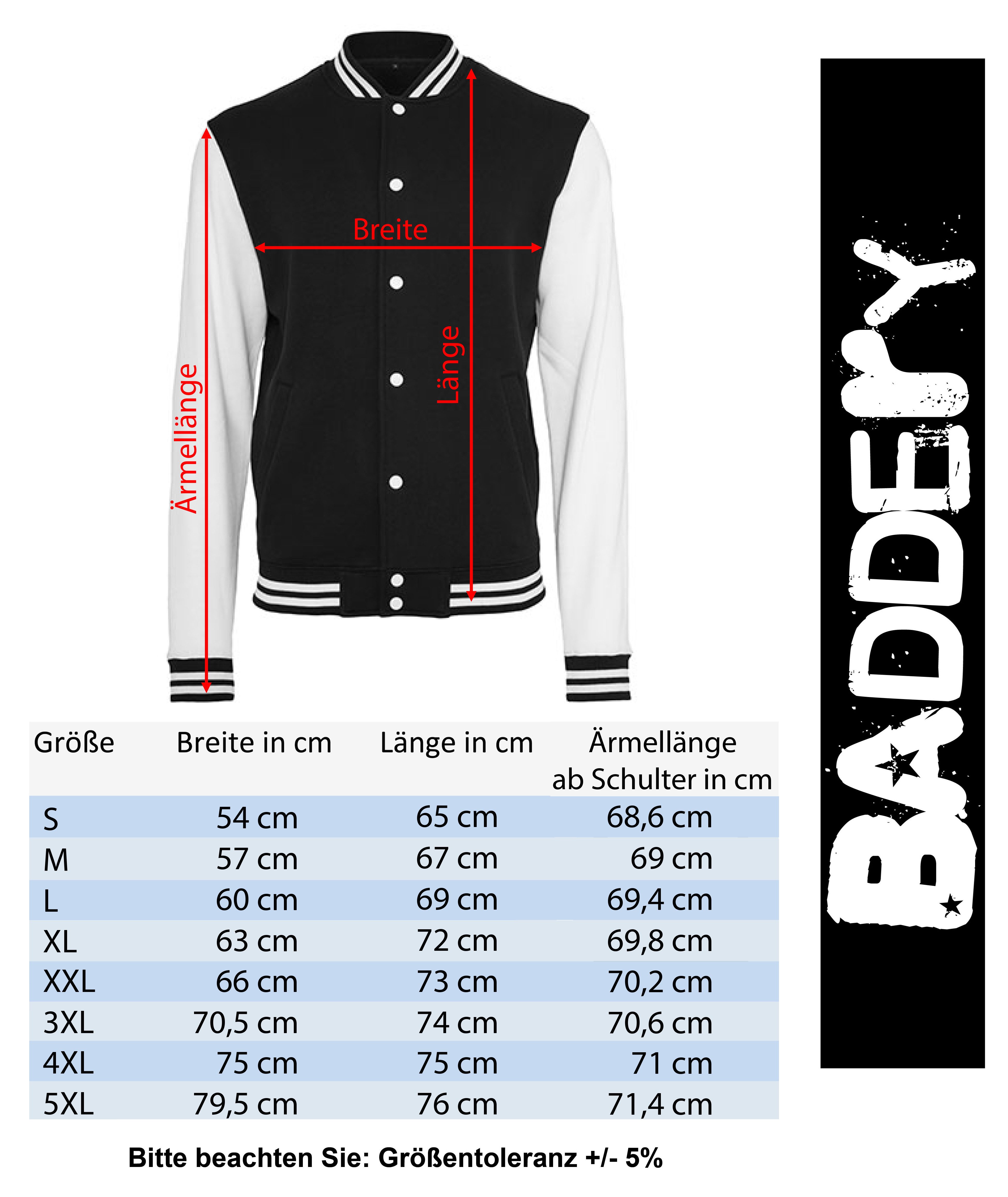 Baddery Collegejacke College-Jacke: "USA Flagge" - Baseball Jacke - Sweat College Jacket, hochwertiger Siebdruck, Stick-Patch, auch Übergrößen – Bild 5 von 5
