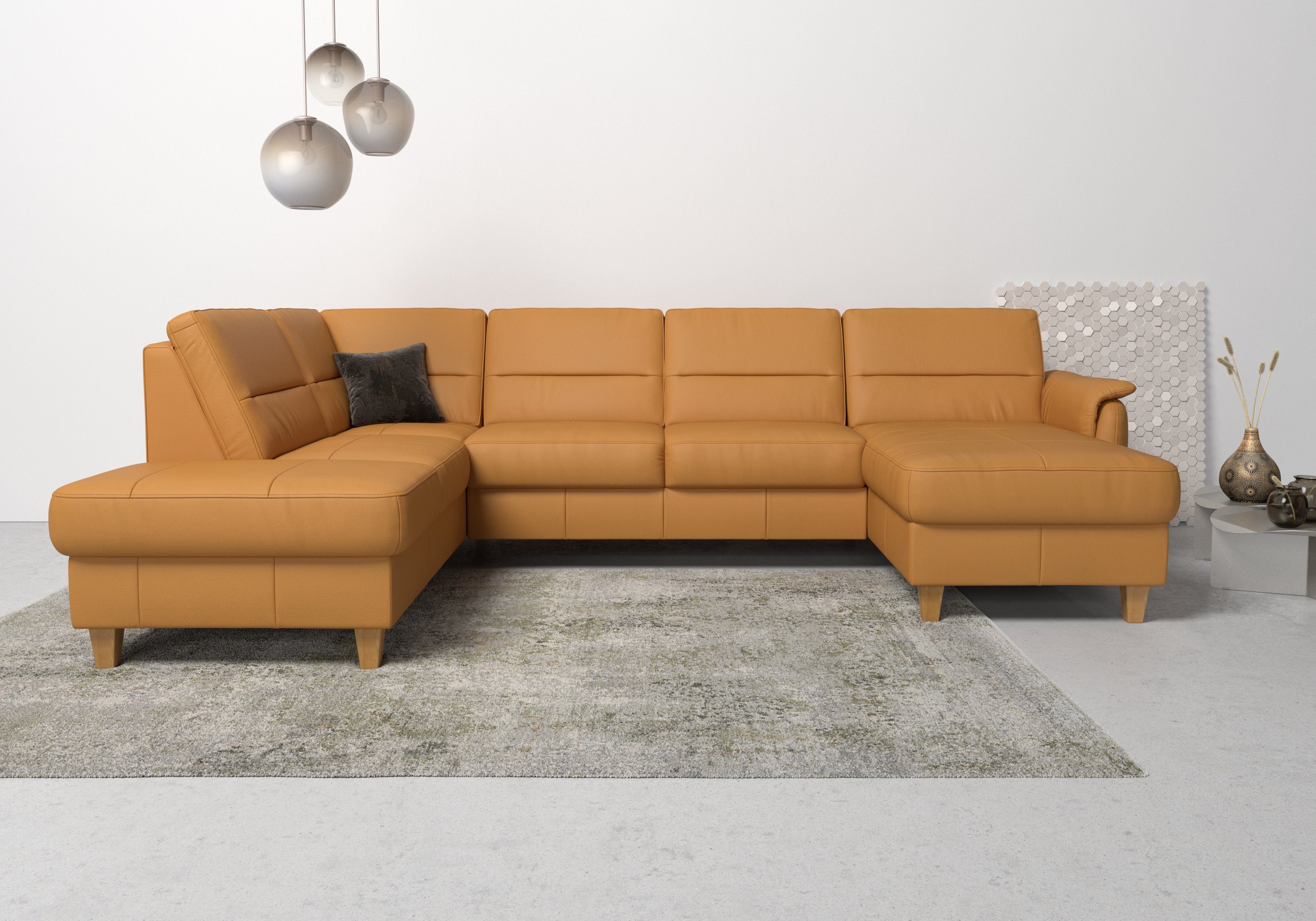 Home affaire Wohnlandschaft Palmera U-Form, B: 308 cm, optional Bettfunktion & Bettkasten, Federkern