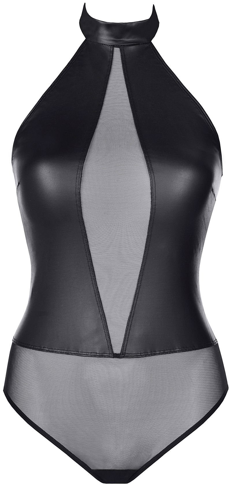 Axami Body Tüll-Body Latexlook schwarz Wetlook transparent elastisch