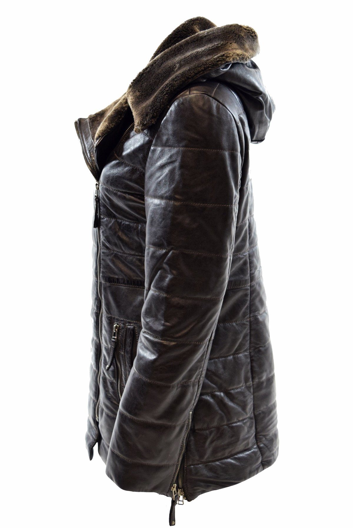 Zimmert Leather Ledermantel Cindy weiches, gestepptes Leder mit Kapuze günstig online kaufen