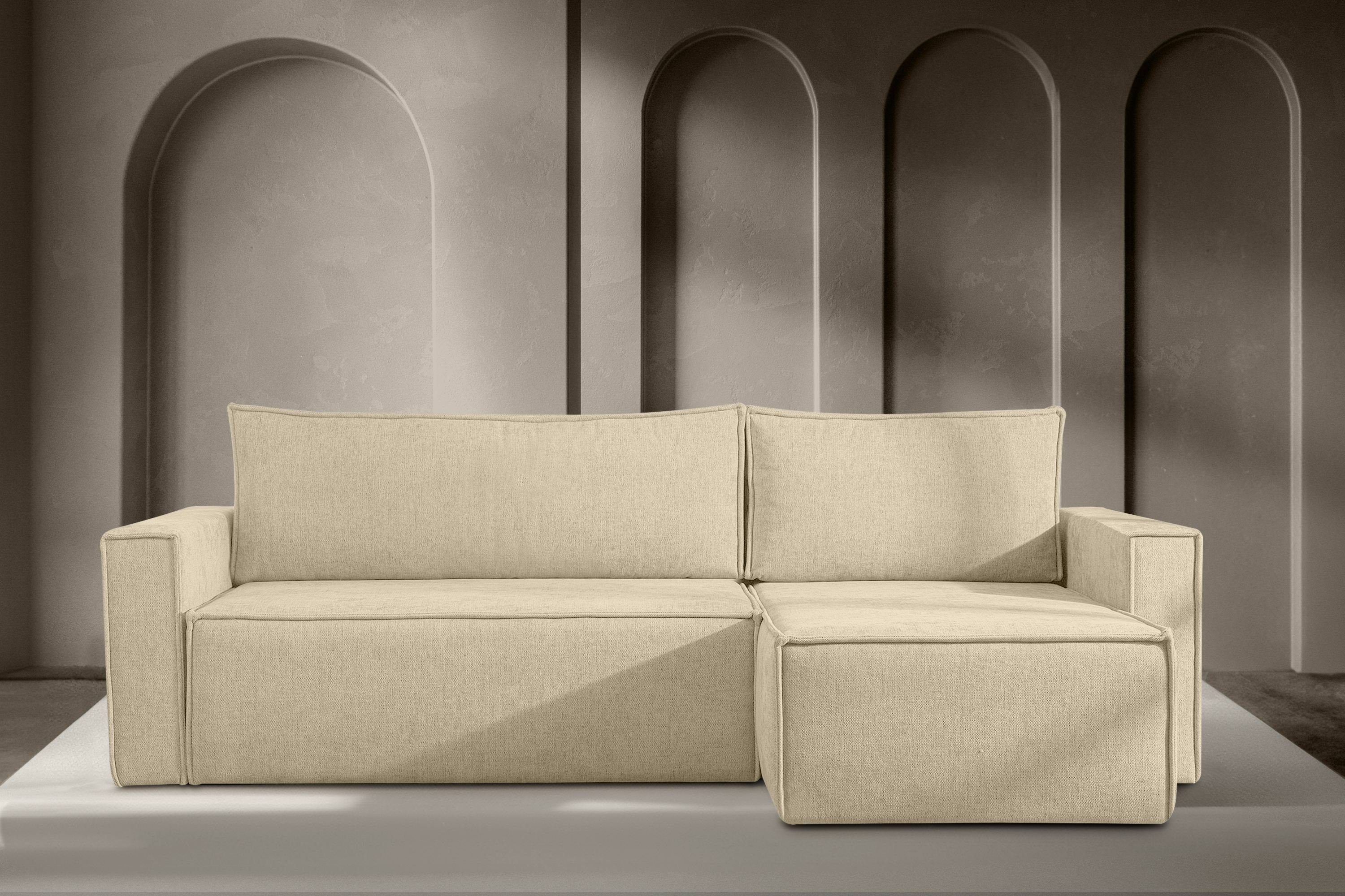 KONSIMO® Ecksofa NAPI Universal-Ecksofa links oder rechts, beidseitig, hergestellt in der EU, mit Schlaffunktion, Bettkasten, Modern