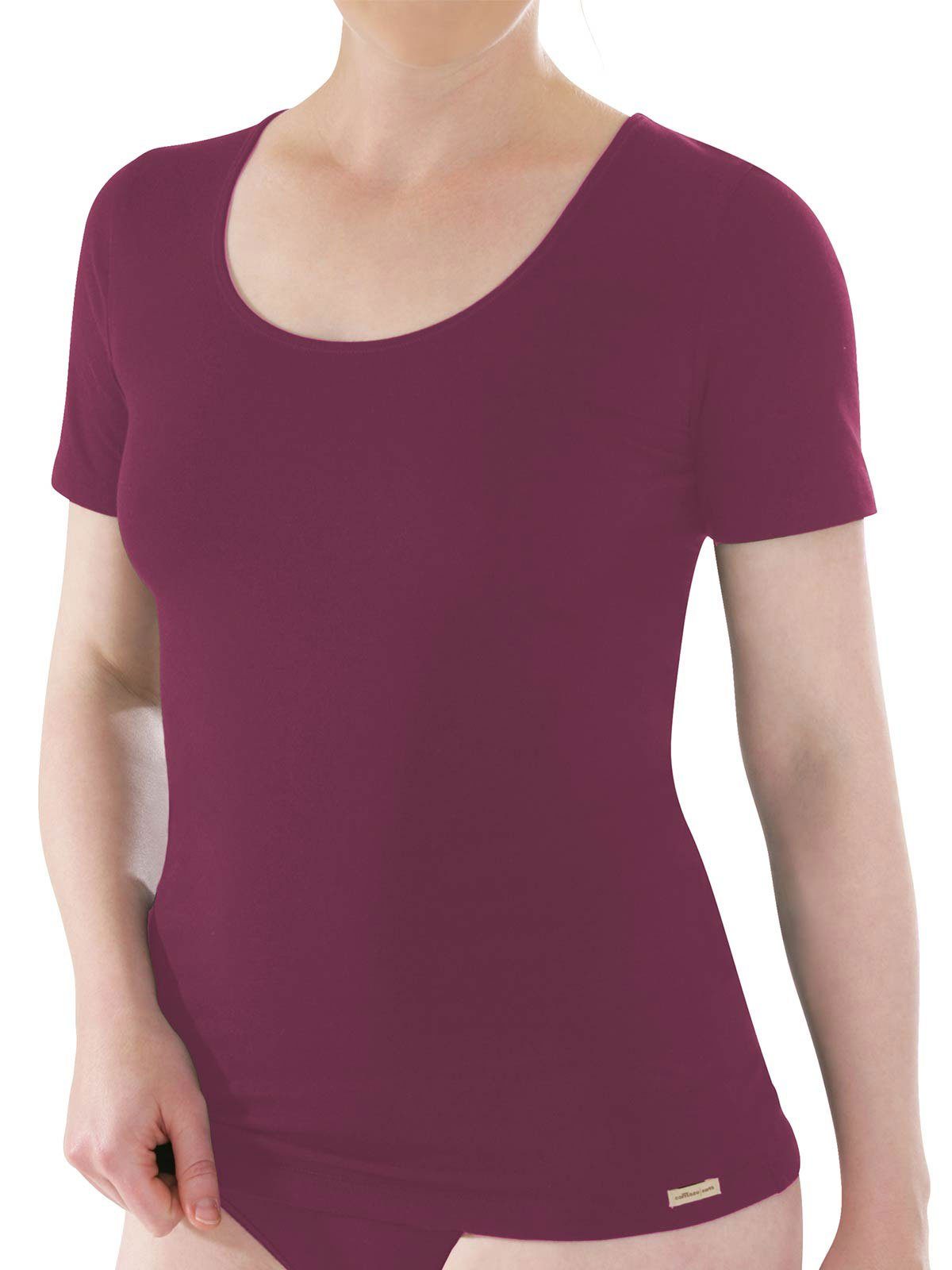 COMAZO Unterhemd Baumwoll Damen Shirt (Stück, brombeer Unterhemd 1-St) Vegan 1/4 Arm