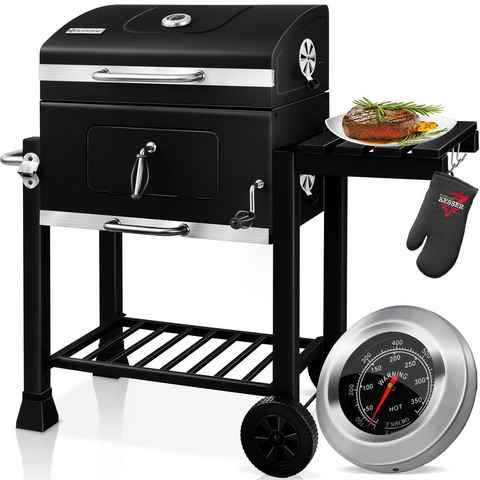 KESSER Holzkohlegrill, Grill Grillwagen XXL Holzkohlegrill mit Deckel, Rädern