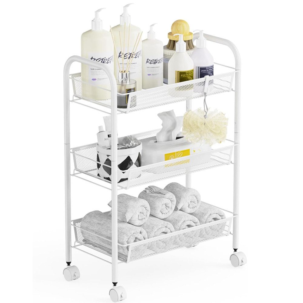 NUODWELL Beistellwagen 3-stöckiger Küchenwagen,Metall Aufbewahrungswagen au günstig online kaufen