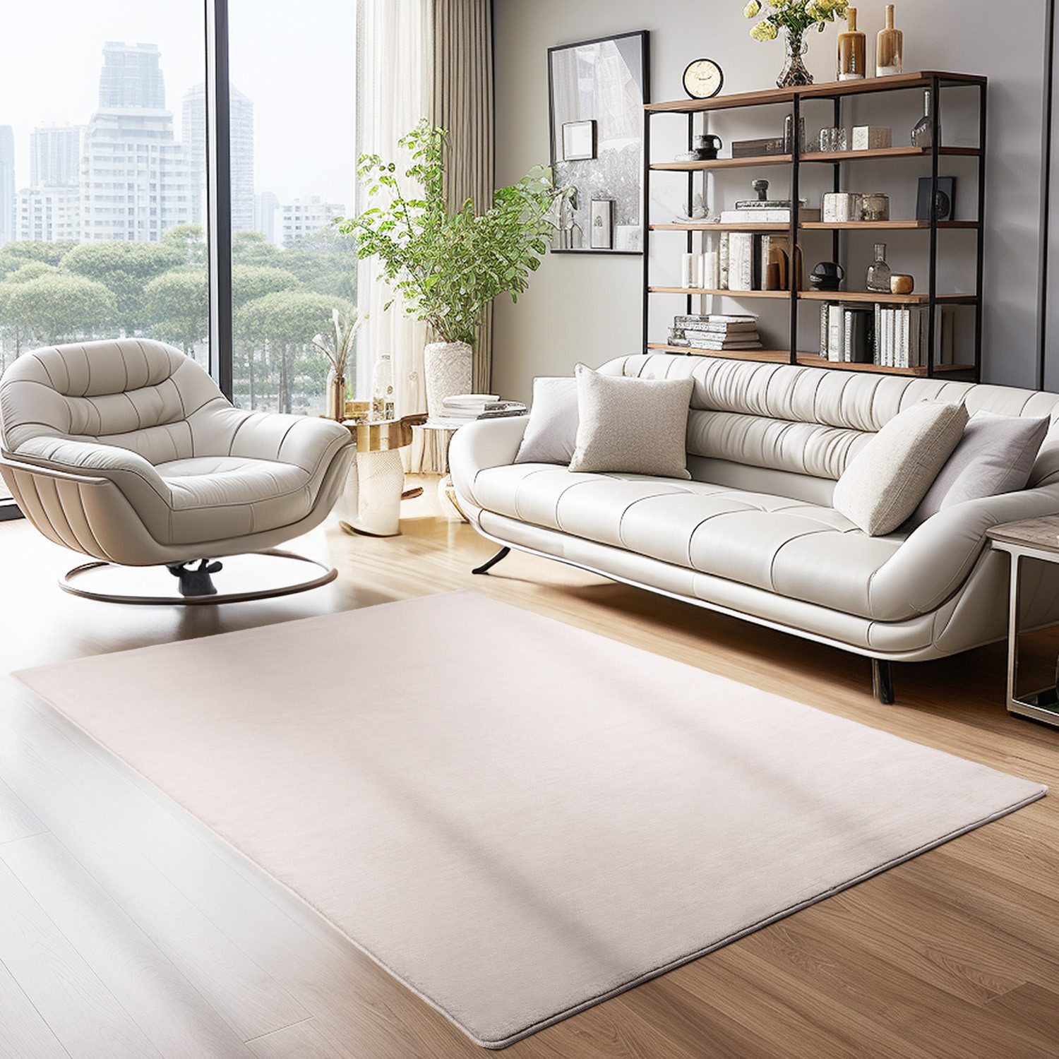 KADIMA DESIGN Teppich Kurzflor Uni-Farbe Microfaser Antirutsch Wohnzimmer w günstig online kaufen