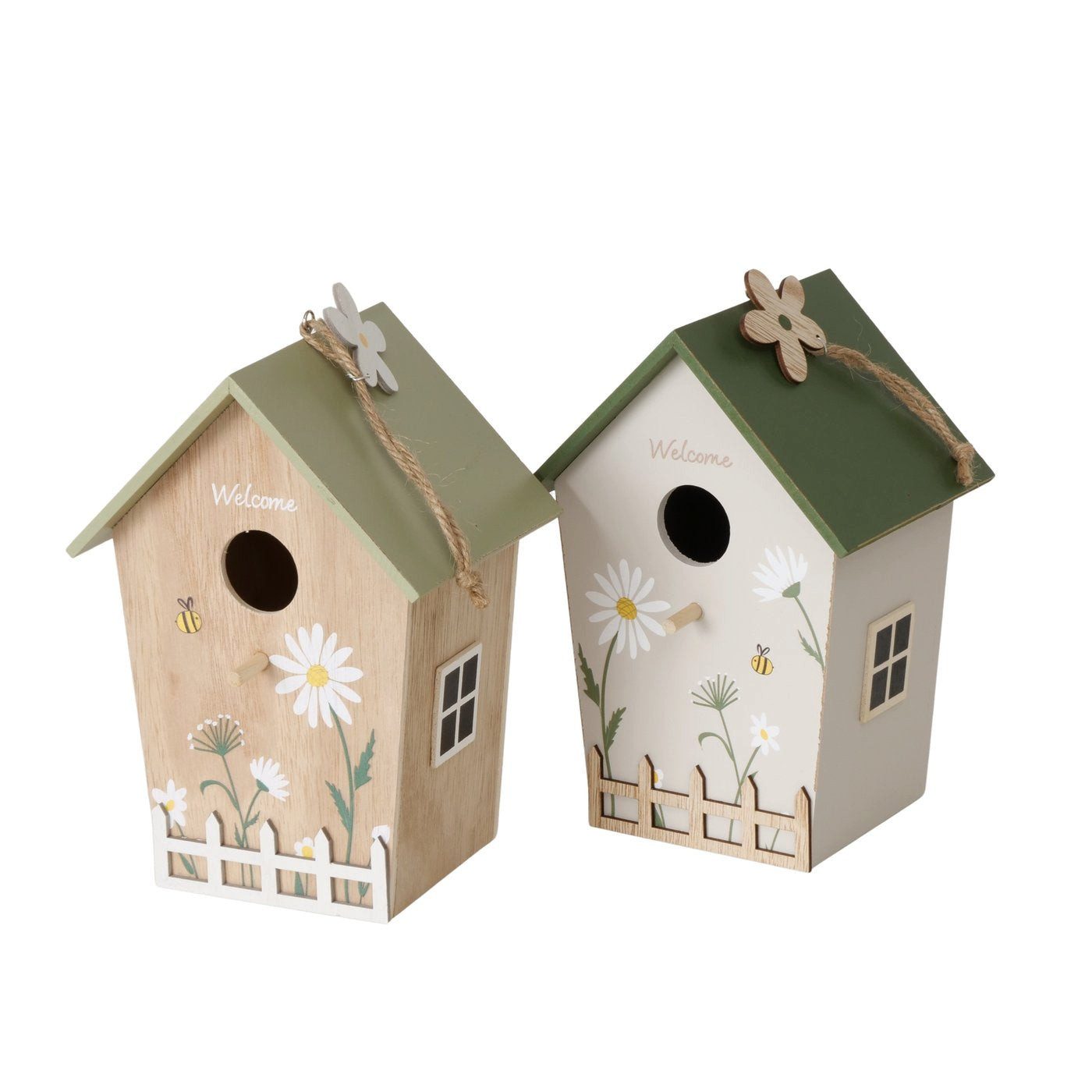 BOLTZE Vogelhaus Vogelhaus aus Holz " Welcome " mit Blumendruck natur/cremeweiß von Bol