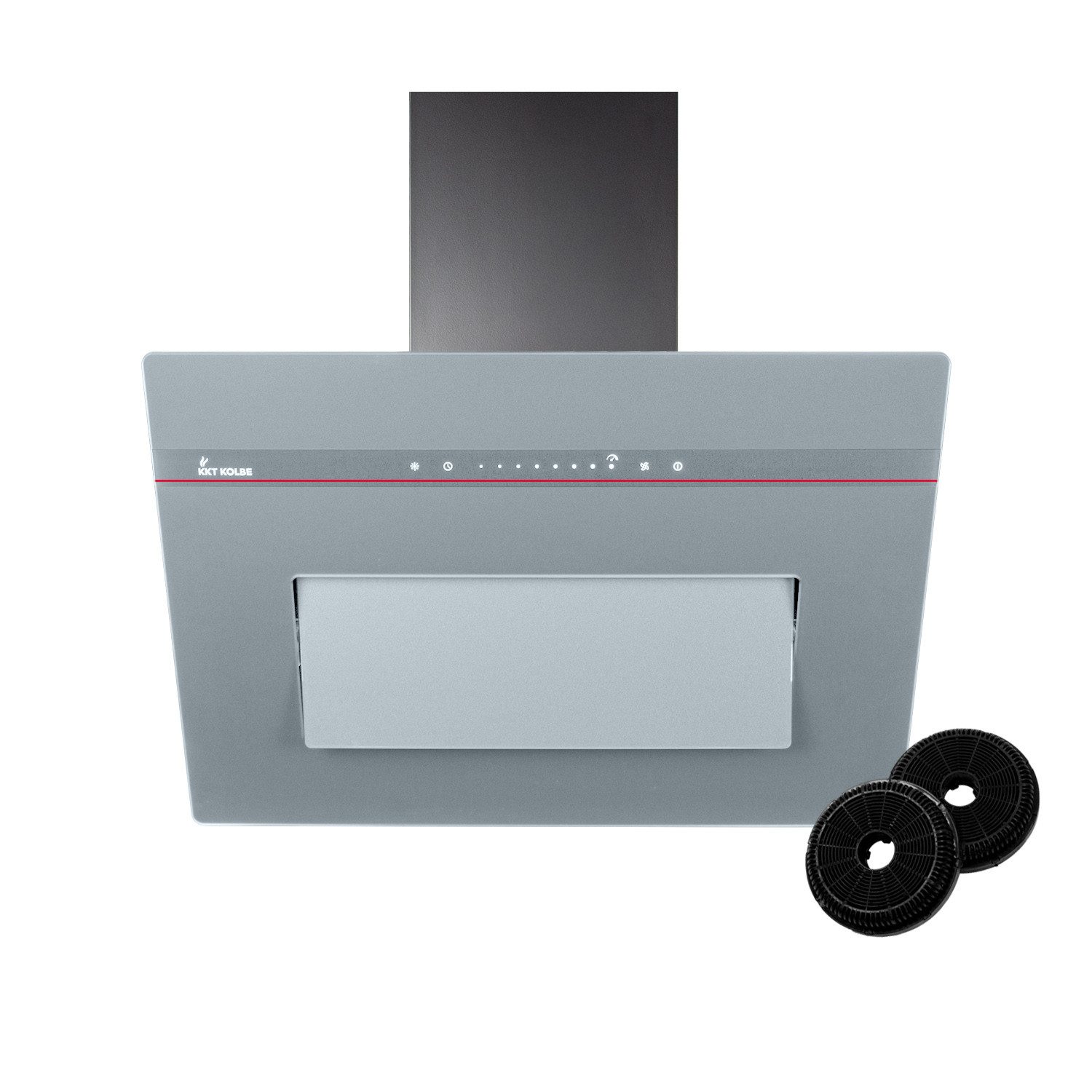 KKT KOLBE Wandhaube Dunstabzugshaube 60cm PLOOM6005G RGBW Ambientebeleuchtung Kopffrei / 60cm / Smarte WiFi-App / Grau / Glas / Schräghaube