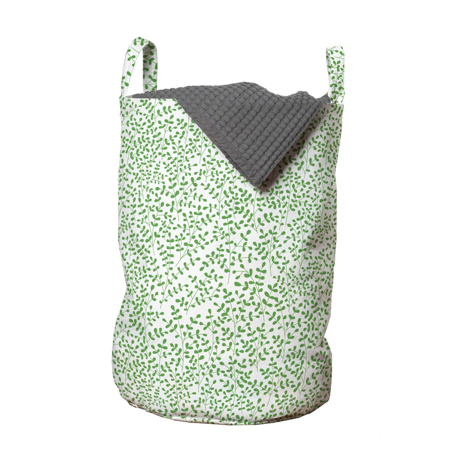 Abakuhaus Wäschesäckchen Wäschekorb mit Griffen Kordelzugverschluss für Waschsalons, Blätter Simplistic Zweige Pflanzen