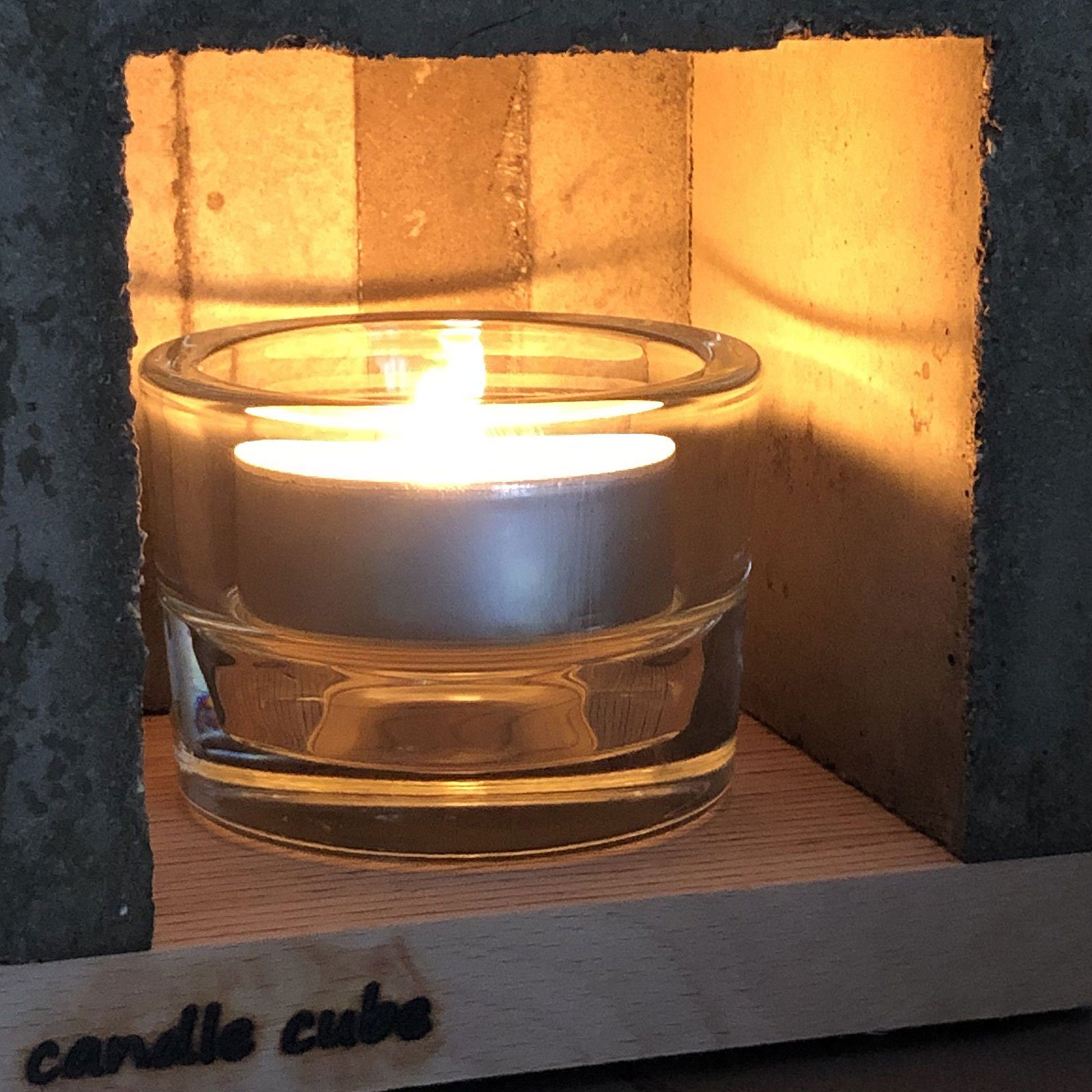 ECI Tools Teelicht cube© Beton Tisch Kerzenhalter Teelicht Kamin gr. mit candle (Set)