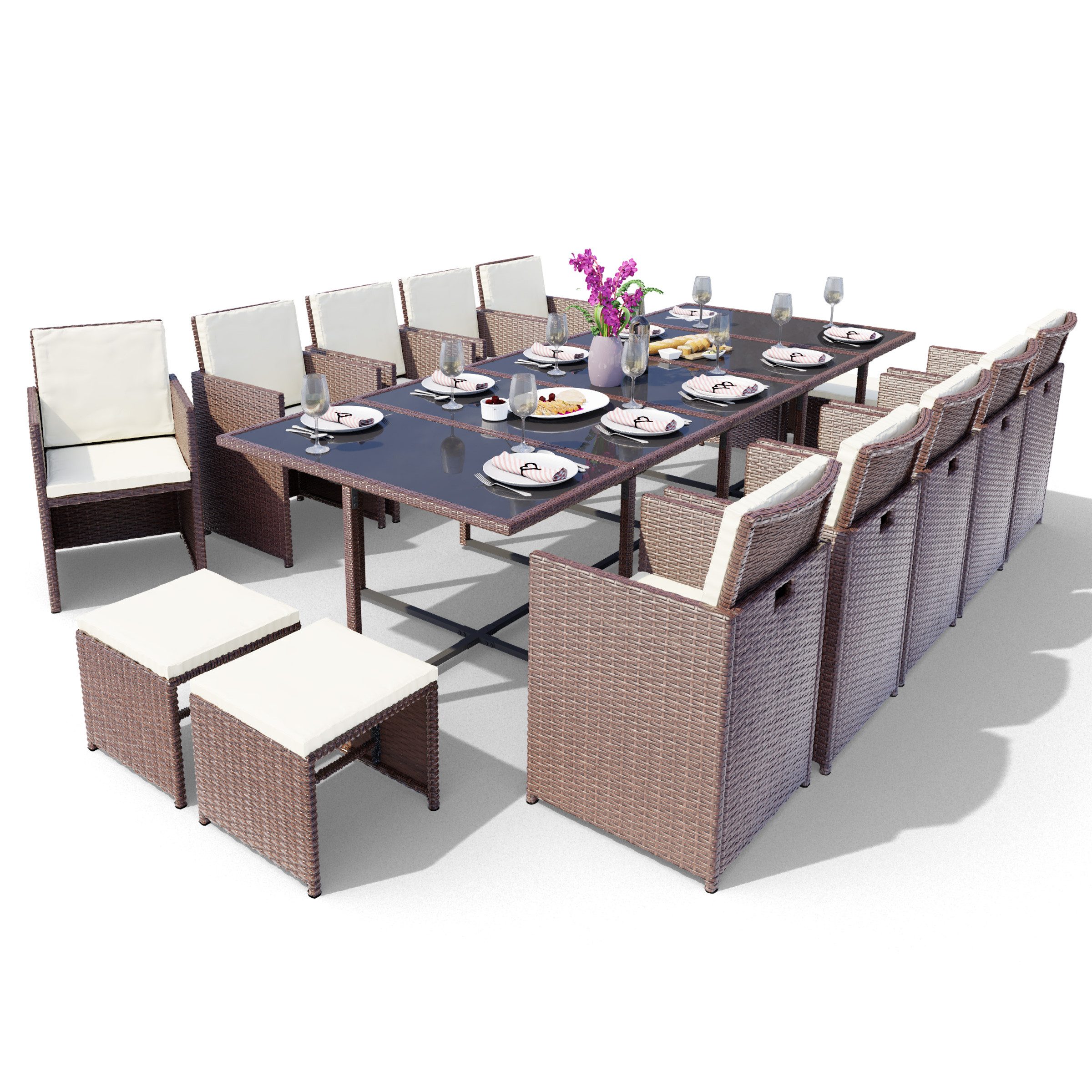 Swing&Harmonie Garten-Essgruppe Poly Rattan Sitzgruppe Esstisch günstig online kaufen