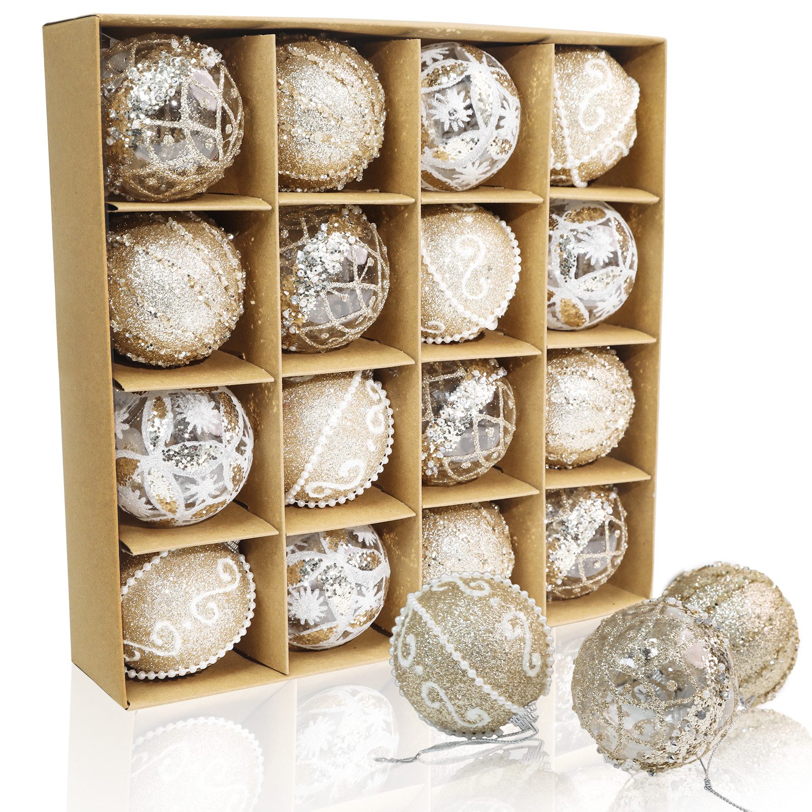 M&W DAS DESIGN Weihnachtsbaumkugel Christbaumschmuck Champagner Mini Outdoo günstig online kaufen