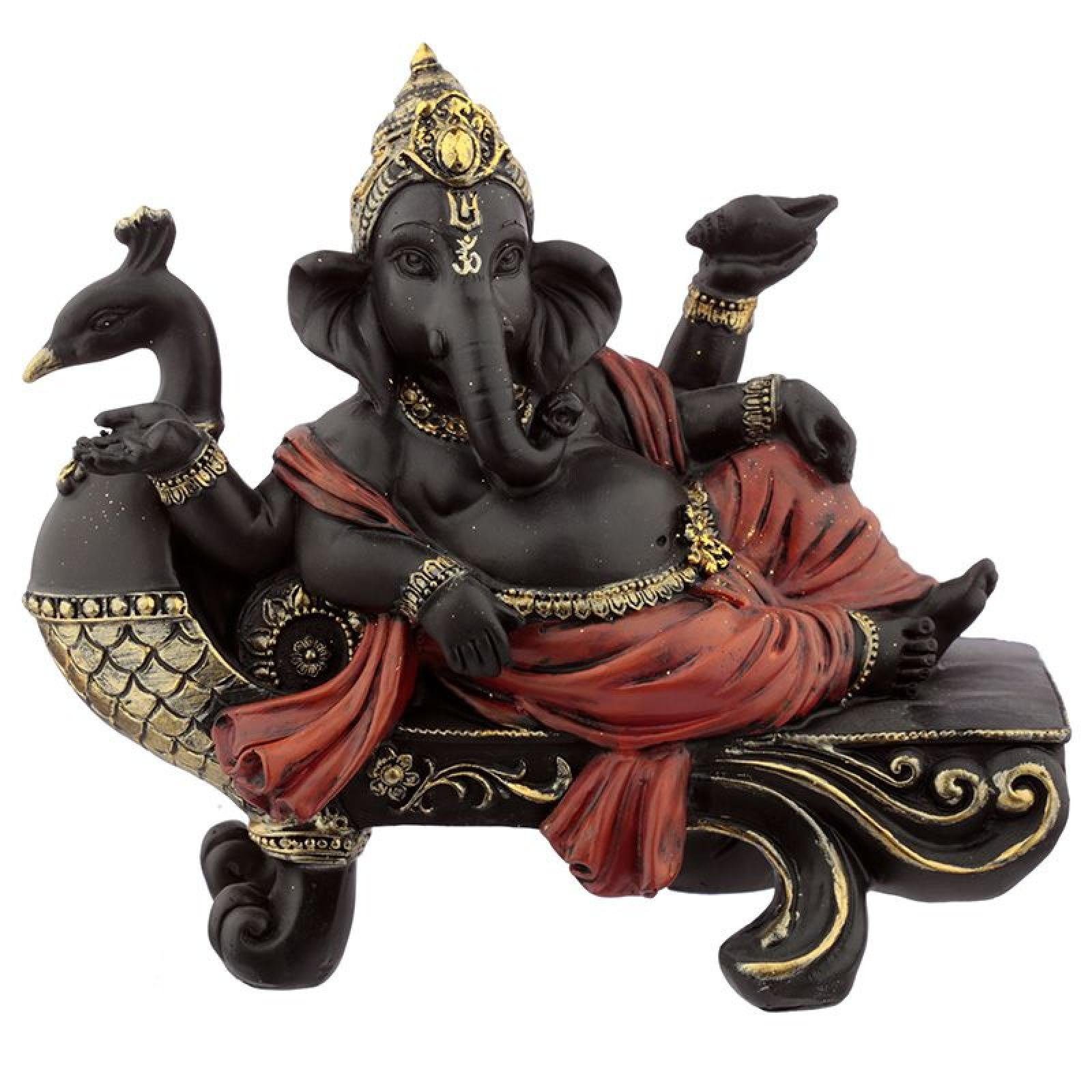 Puckator Dekofigur Ganesh Figur auf Pfau Bank