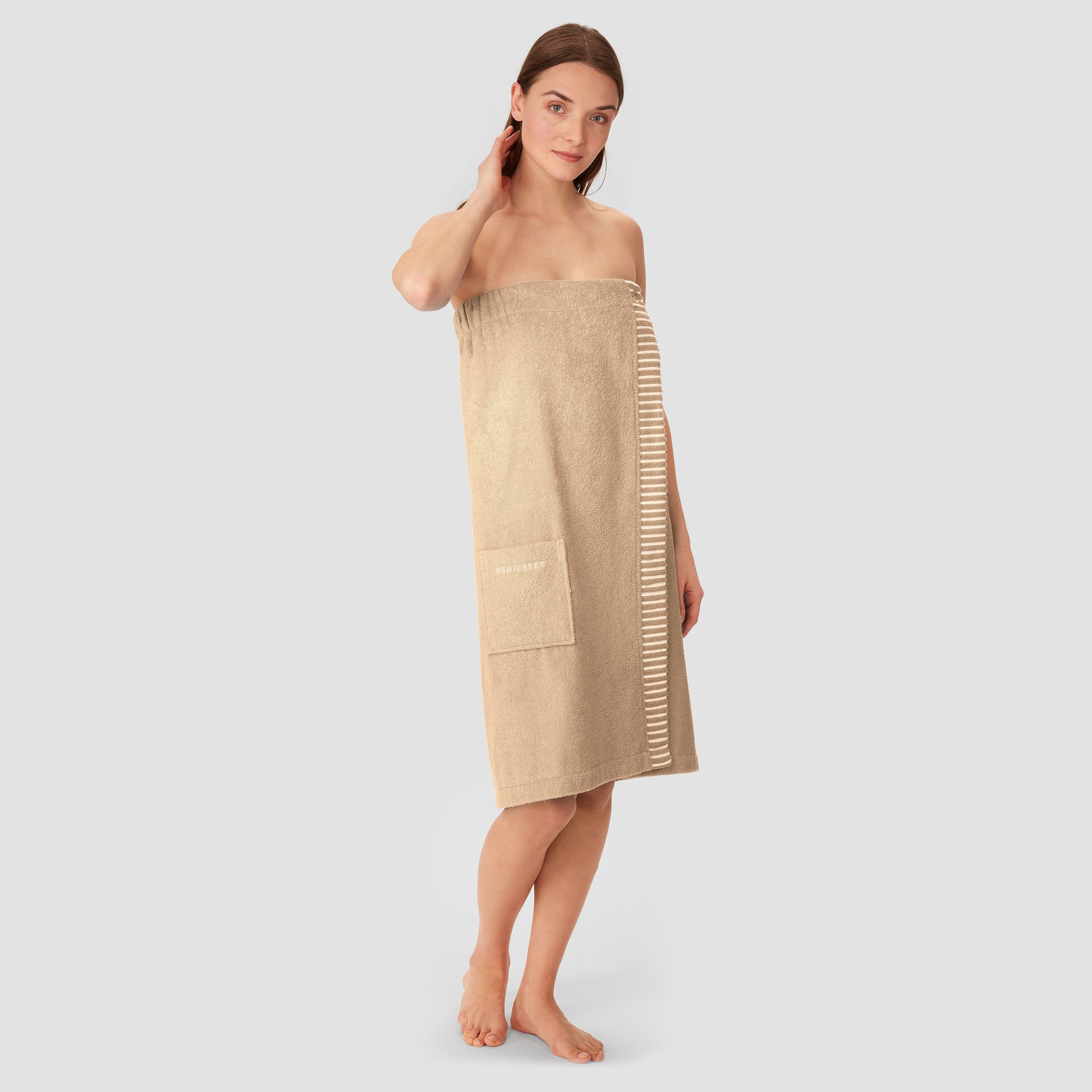 Schiesser Kilt Rom aus weicher Baumwolle, saugstark und 3-fach weitenverstellbar, Kurzform, Frottier, Knöpfe, MADE IN GREEN by OEKO-TEX®