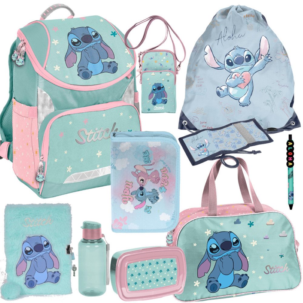 PASO Schulrucksack (Schulset, 10-tlg), Stitch, 10-tlg. Set, Mint