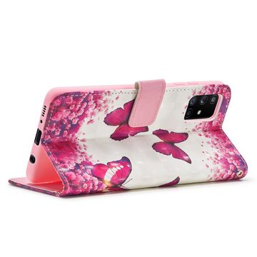 FITSU Handyhülle Handytasche für Samsung Galaxy A71 Hülle Schmetterling Motiv 6,7 Zoll, Flipcase für Samsung A71 Handyhülle, Handytasche mit Kartenfach