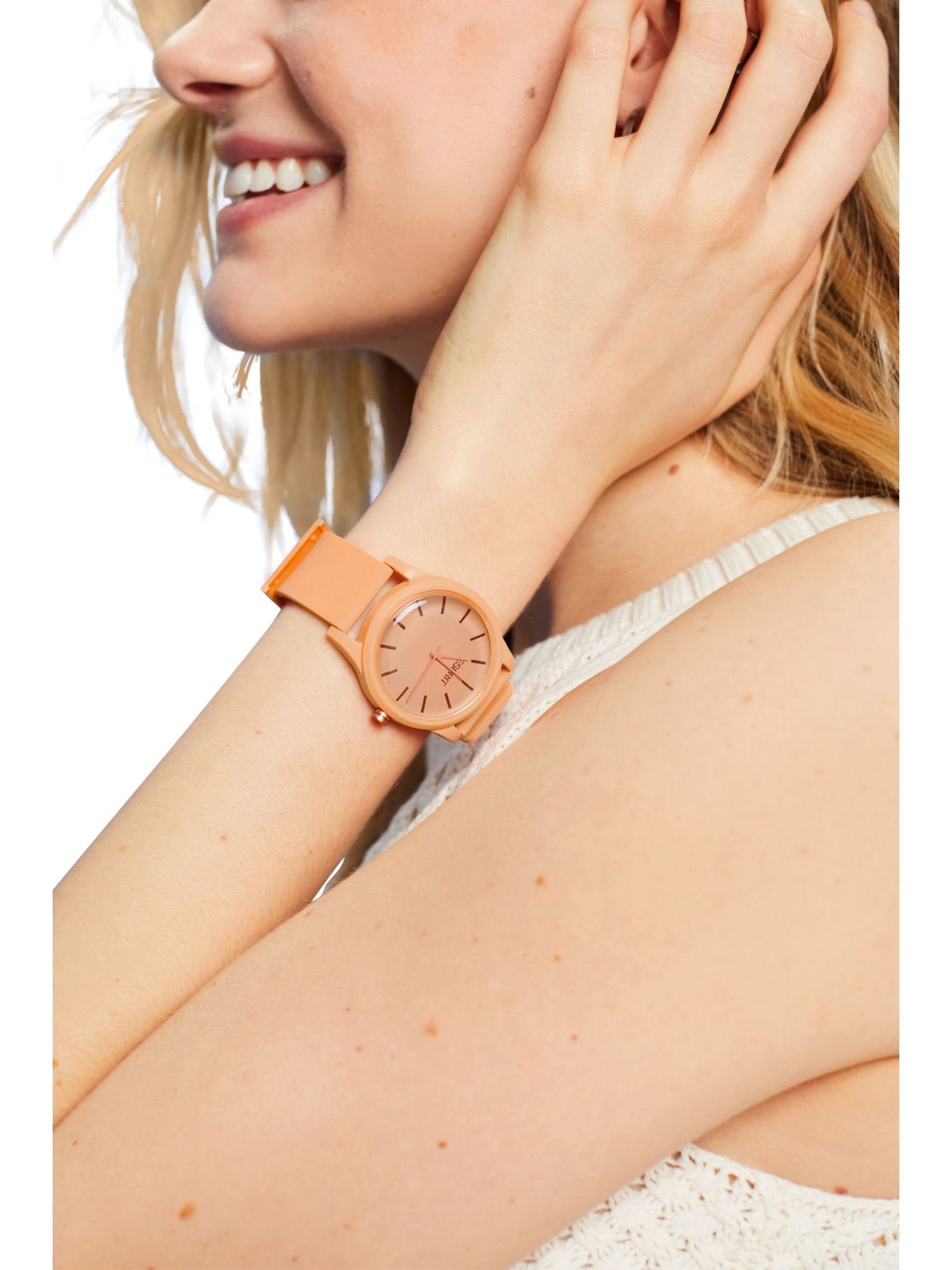 orange Quarzuhr Farbige Esprit mit Uhr Gummiarmband