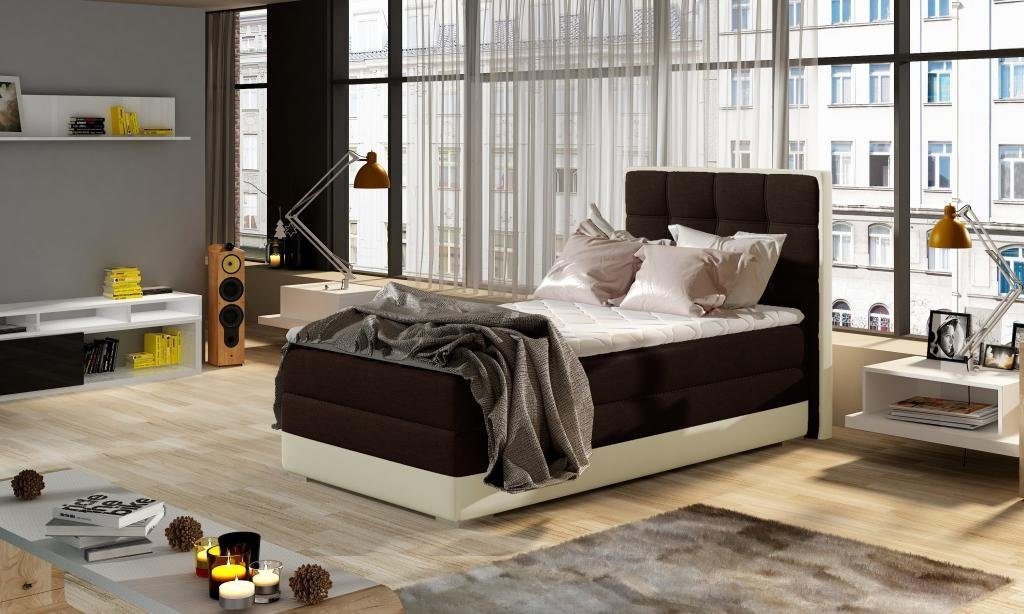 Bett Zimmer Hotel Bett JVmoebel 90x200cm Schlaf Polster Braun/Beige Luxus Design Betten