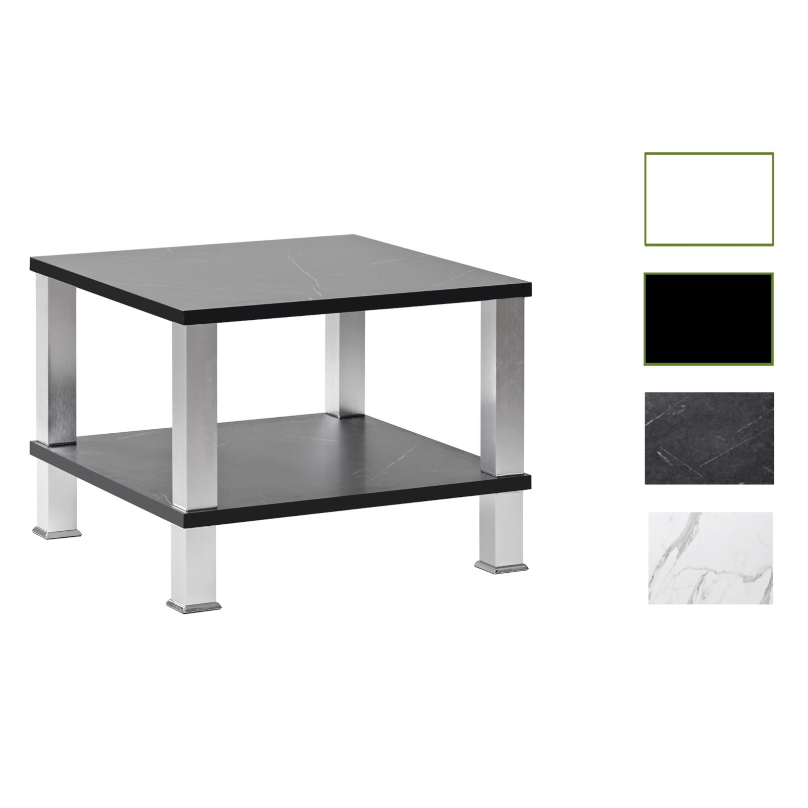 weiß Couchtisch 65x65cm Tisch), Höhe mit - cm Ablage | HOOZ Couchtisch (1 weiß Marmorweiß Marmoropt. 43
