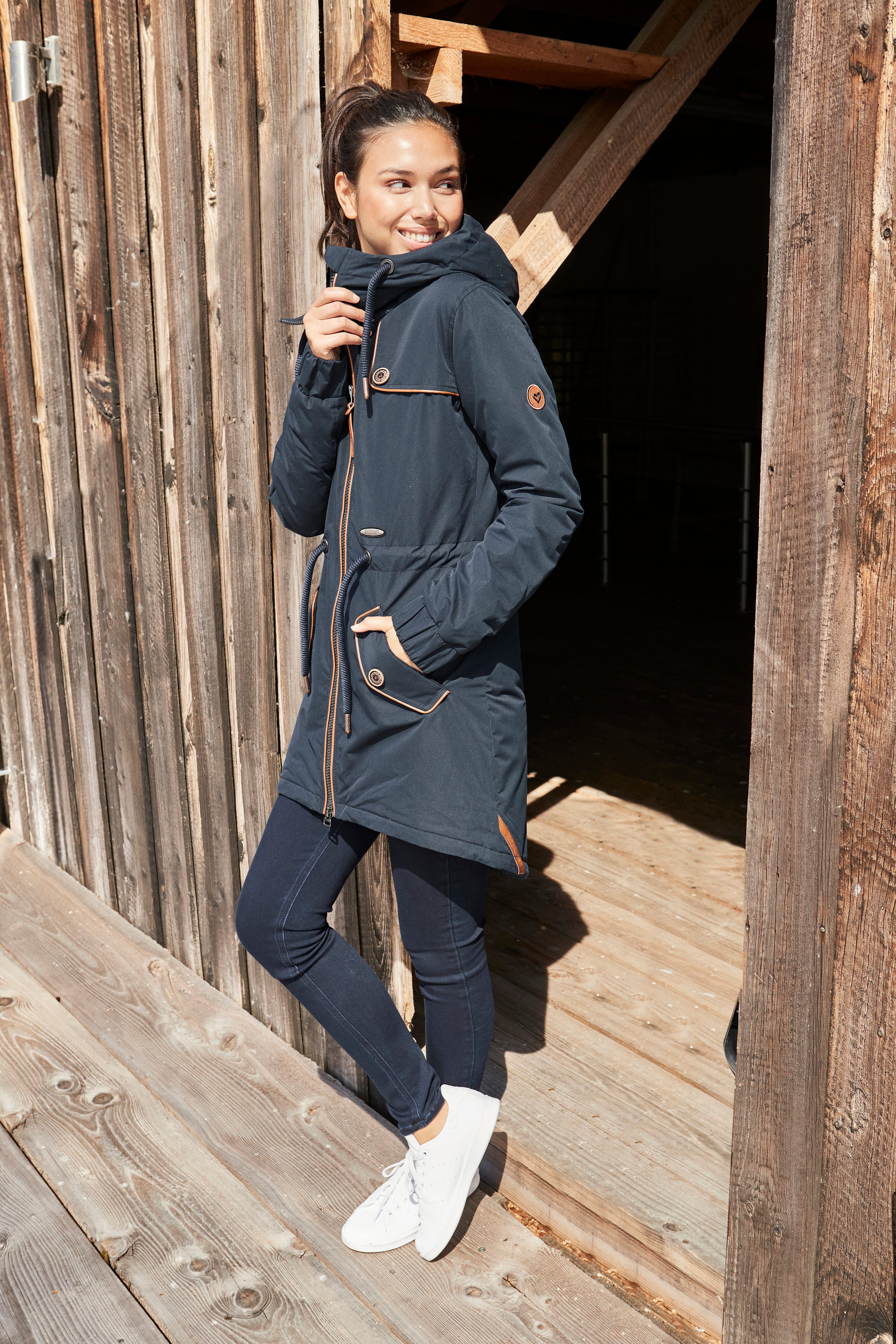 großen Pattentaschen Parka Alife mit Kickin & langer Piping CharlotteAK marine-uni Outdoorjacke