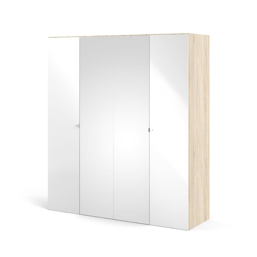 ebuy24 Kleiderschrank Saskia Kleiderschrank 2 Türen, 2 Spiegeltüren eich (1-St) | Kleiderschränke