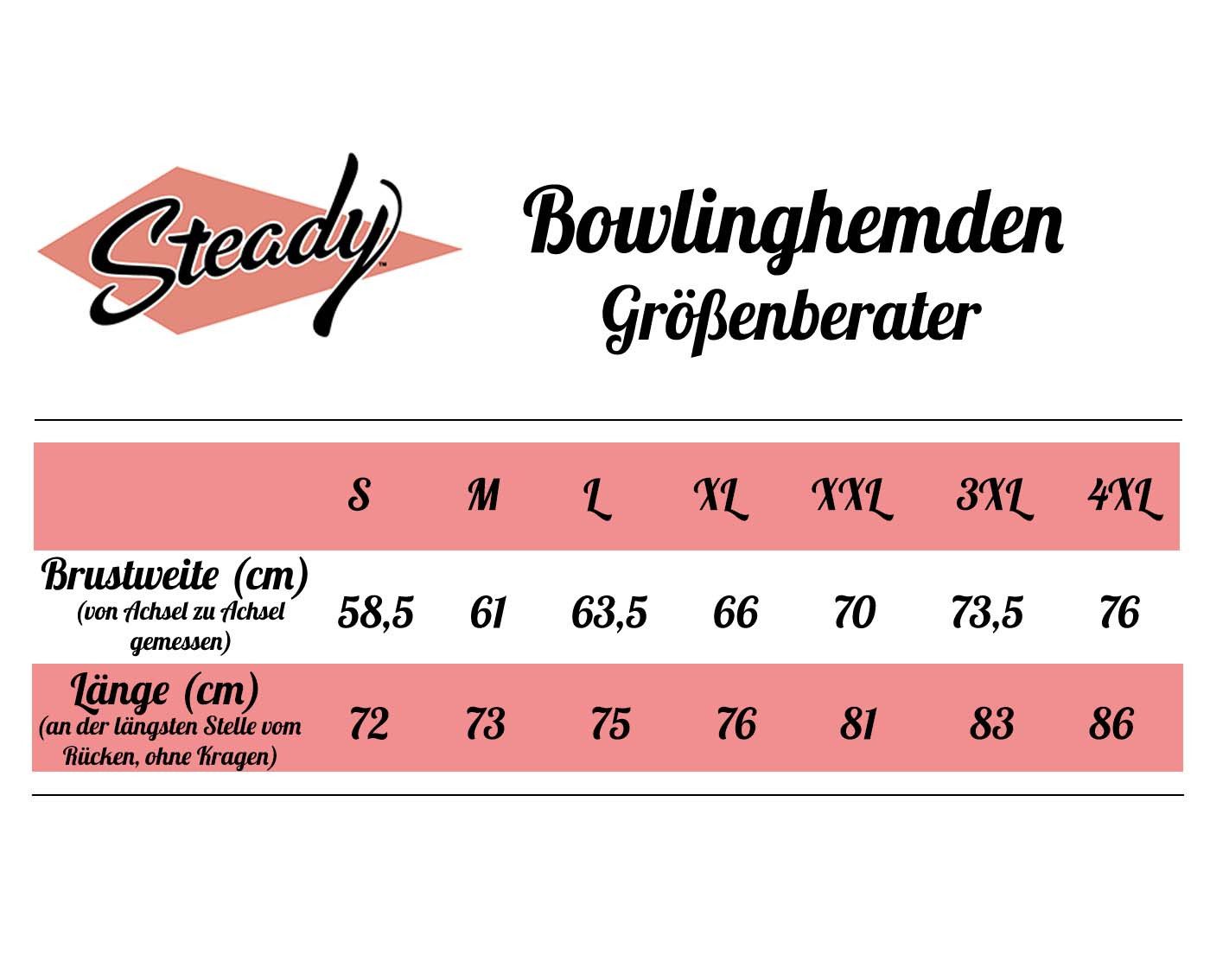 Steady Clothing Kurzarmhemd Atomic Men Charcoal Burgundy Stone Retro Vintage Bowling Shirt
