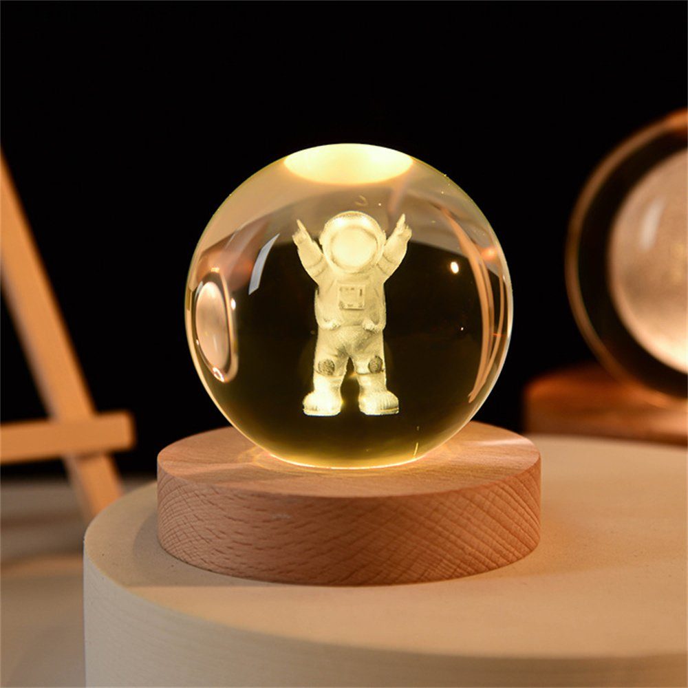 DAYUT LED Nachtlicht 6cm 3d Kristall kugel Kristall planet Nachtlicht Desktop Dekoration kleiner Astronaut