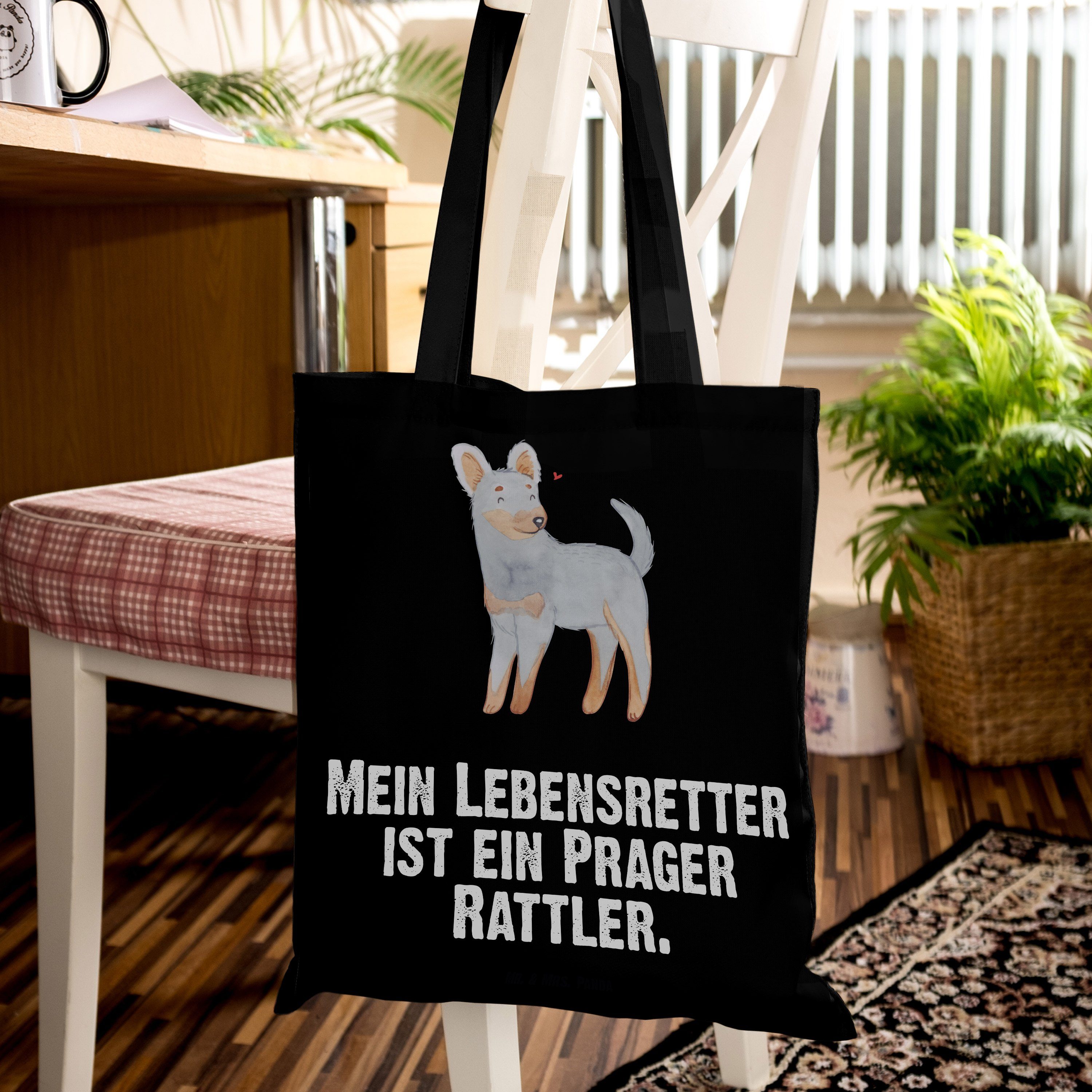 Mr. & Mrs. Panda Tragetasche Hundebesitzer, Beut Lebensretter Prager - Rattler Geschenk, (1-tlg) - Schwarz