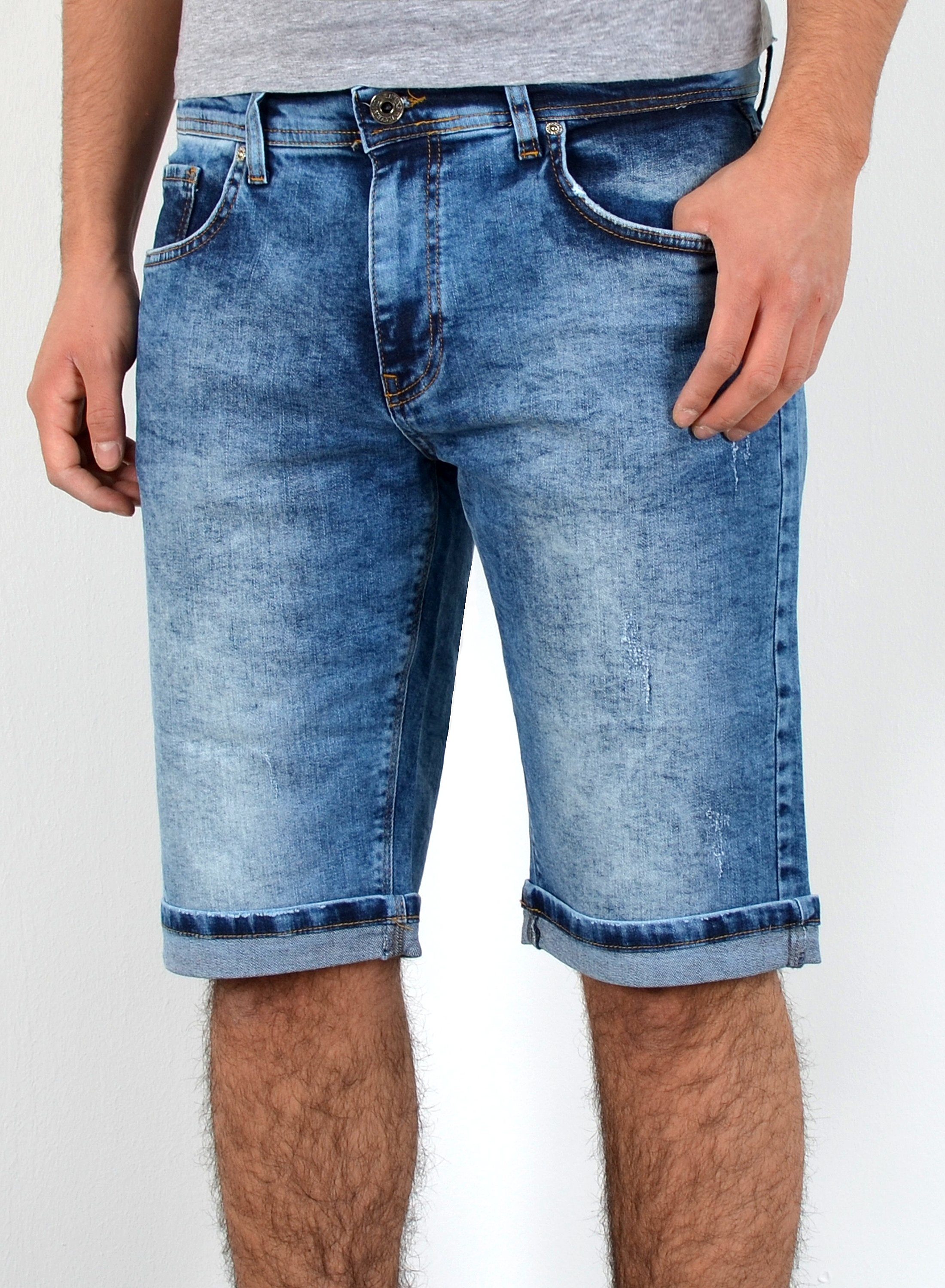 Capri mit Plussize Größe, kurze Comfort Herrren Hose mit mit Shorts Herren kurze Destroyed Regular Capri A363 Jeanshose Shorts Herren A363 Jeansshorts Rissen bis Pocket, Jeans Herren Capri Blau ESRA Herren 5 Shorts, Jeans Jeansshorts im / Hose Look, Herren Jeans Straight Jeanshose Stretch, Große Hose, Herren Übergröße Jeans