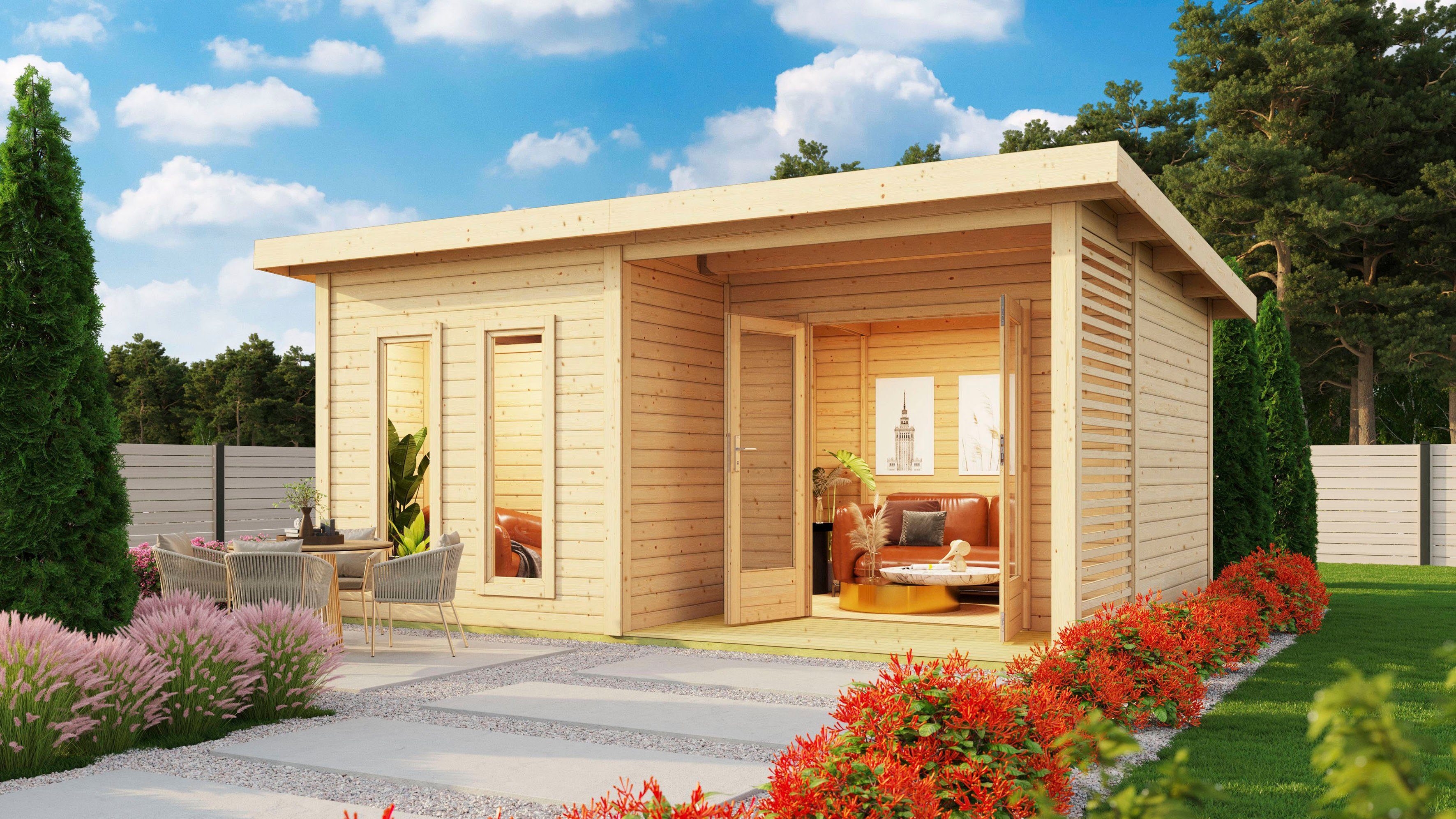 KONIFERA Saunahaus Maiko 5 SET B, BxTxH: 490 x 368 x 231 cm, 38 mm, Ofen 9 KW externe Strg easy