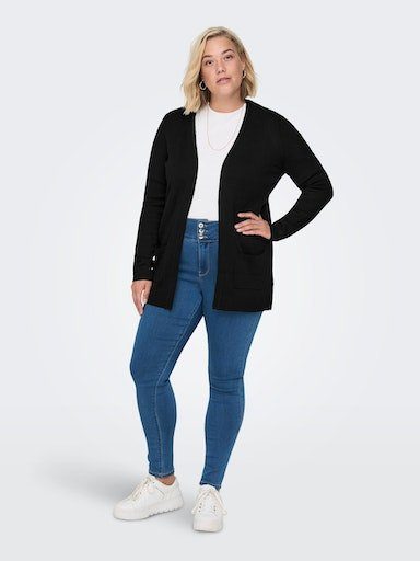 NOOS KNT ONLY Strickjacke CARDIGAN Black CARMAKOMA OPEN L/S CARESLY