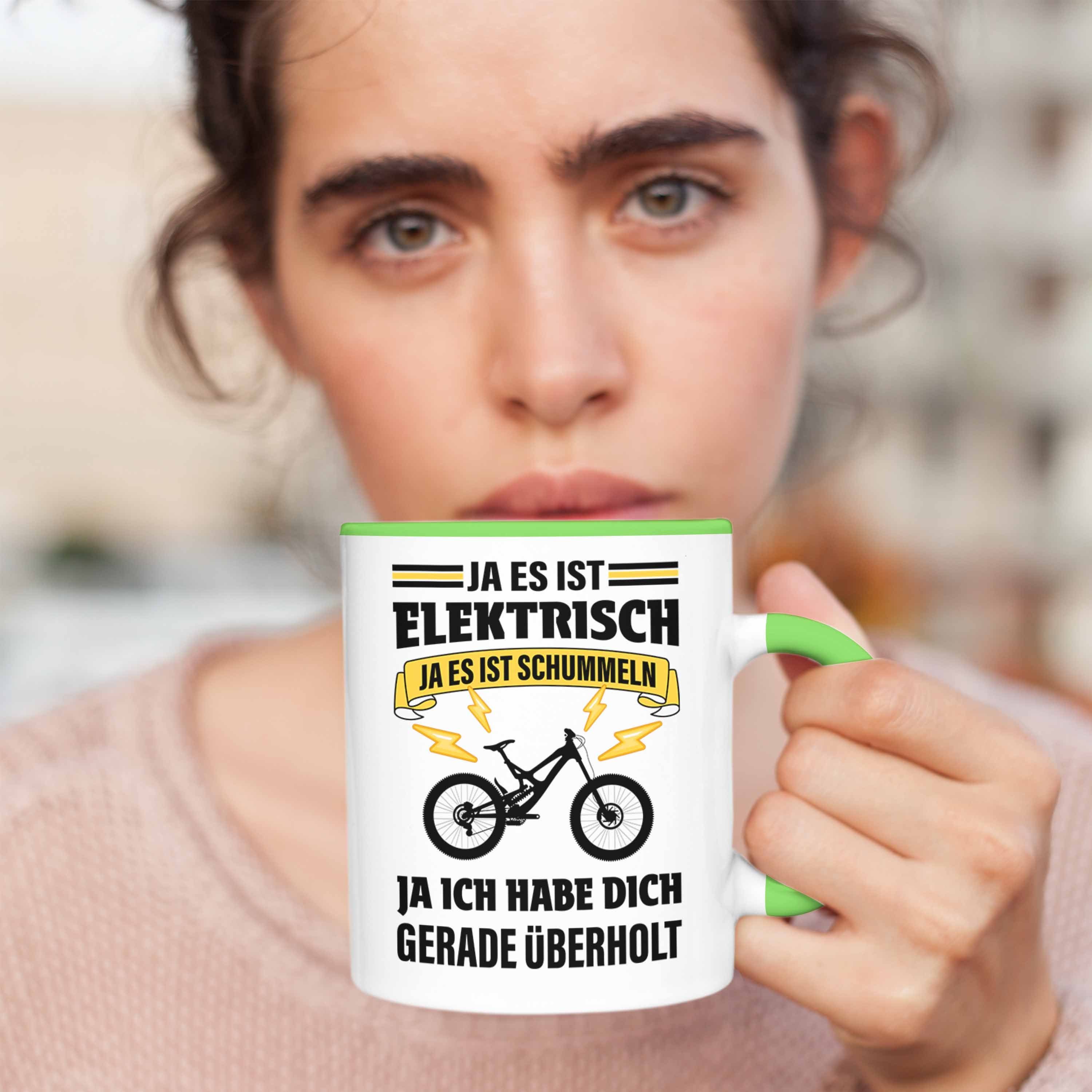 Geschenke Trendation Lustige E-Bike Geschenk Tasse Ebike Kaffeetasse Trendation Elektrofahrrad Tasse mit - Grün Spruch