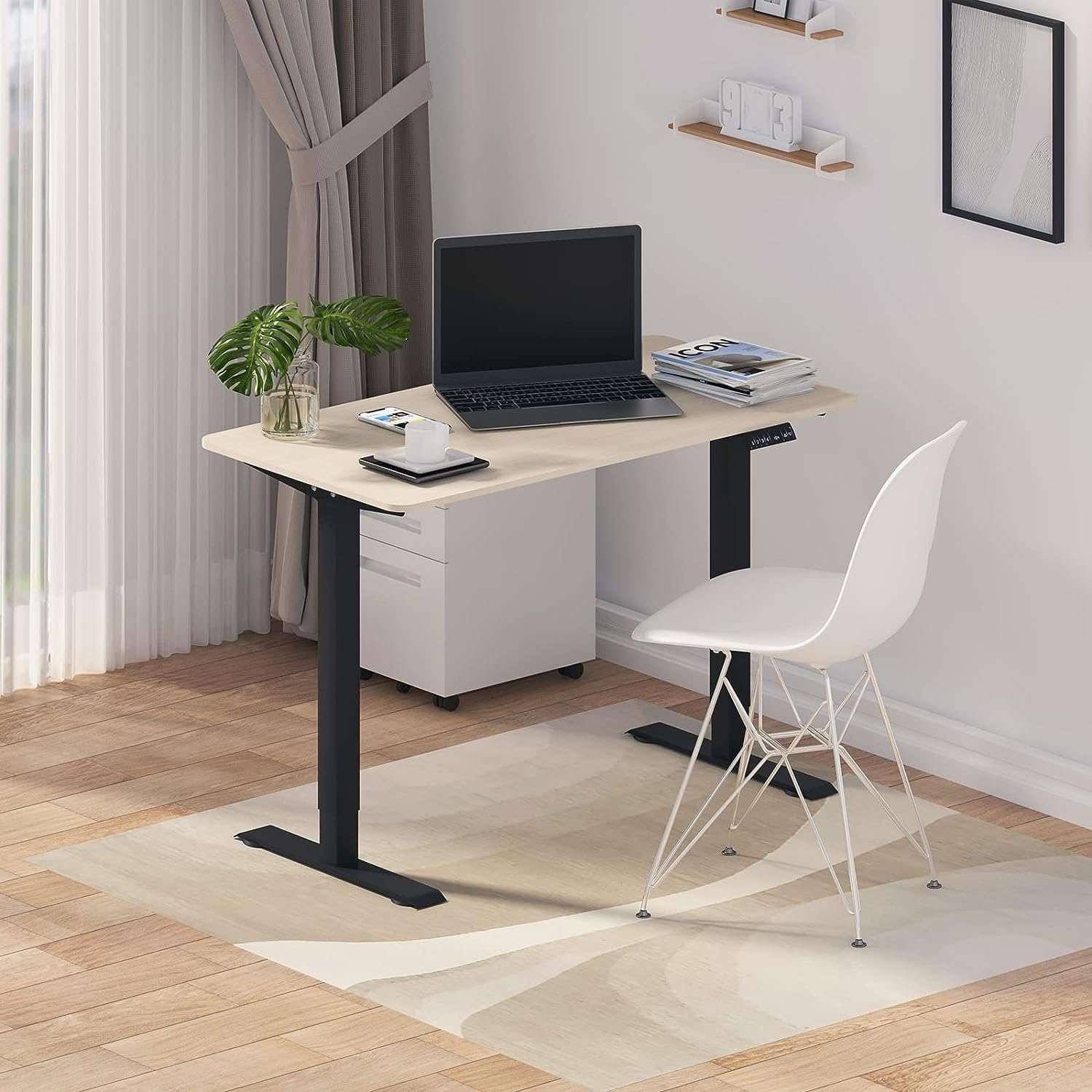 Woltu Schreibtisch schwarz (1-St), Tischgestell mit Memory-Funktion höhenverstellbar