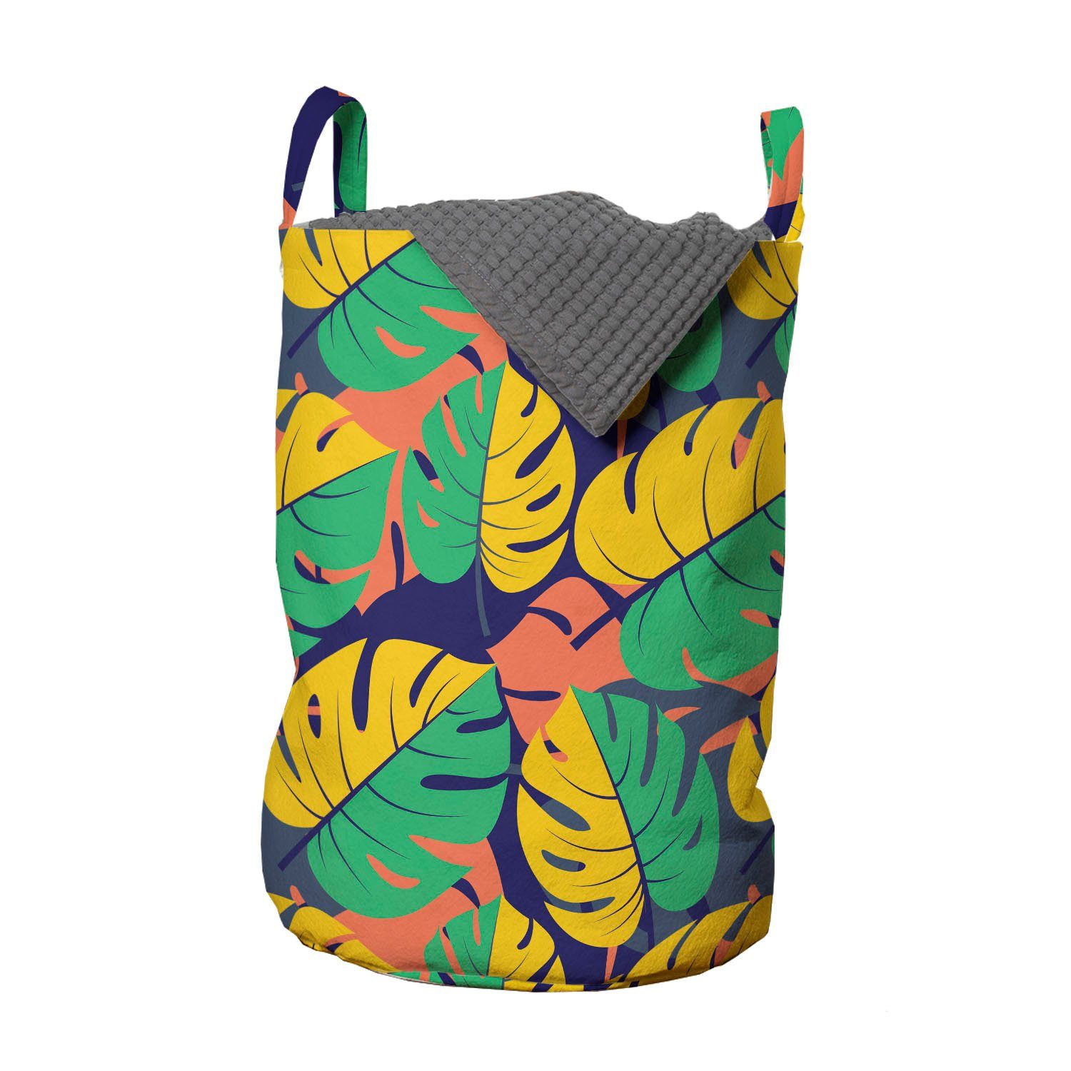 Abakuhaus Wäschesäckchen Wäschekorb mit Griffen Kordelzugverschluss für Waschsalons, Exotisch Abstrakt tropischen Dschungel
