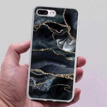DeinDesign Handyhülle Glitzer Look Marmor Trends Dark marble gold Glitter look, Apple iPhone 7 Plus Silikon Hülle Bumper Case Handy Schutzhülle