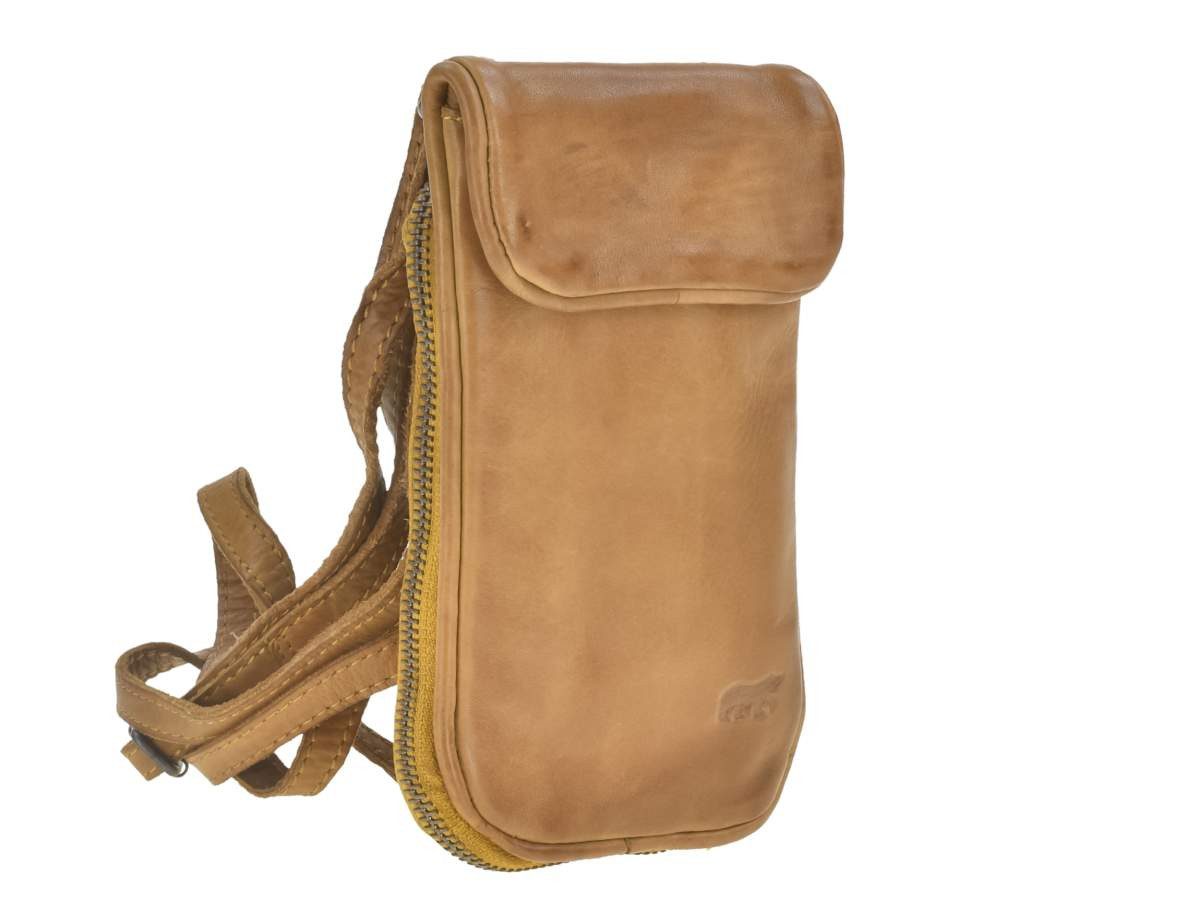 Bear Design Umhängetasche Elske, Geldbörse, Portemonnaie, Handytasche zum Umhängen, Leder in gelb