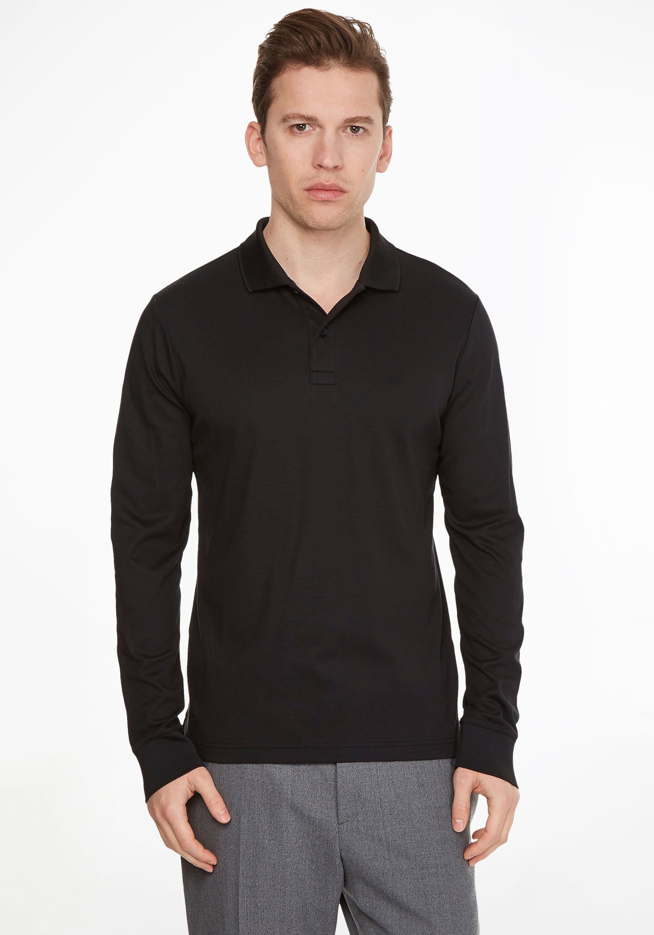 Calvin Klein Poloshirt mit Bündchen am Ärmelabschluss ck black