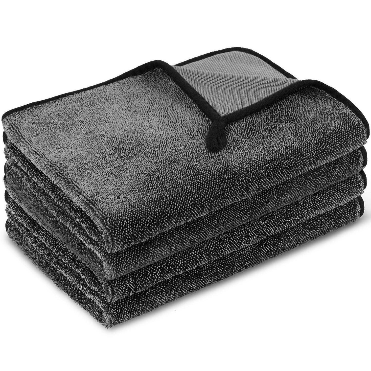 LuxusKollektion Trockentuch Mikrofaser 4er Pack schnelltrocknend 60x40 cm Auto Dusche Mikrofasertuch