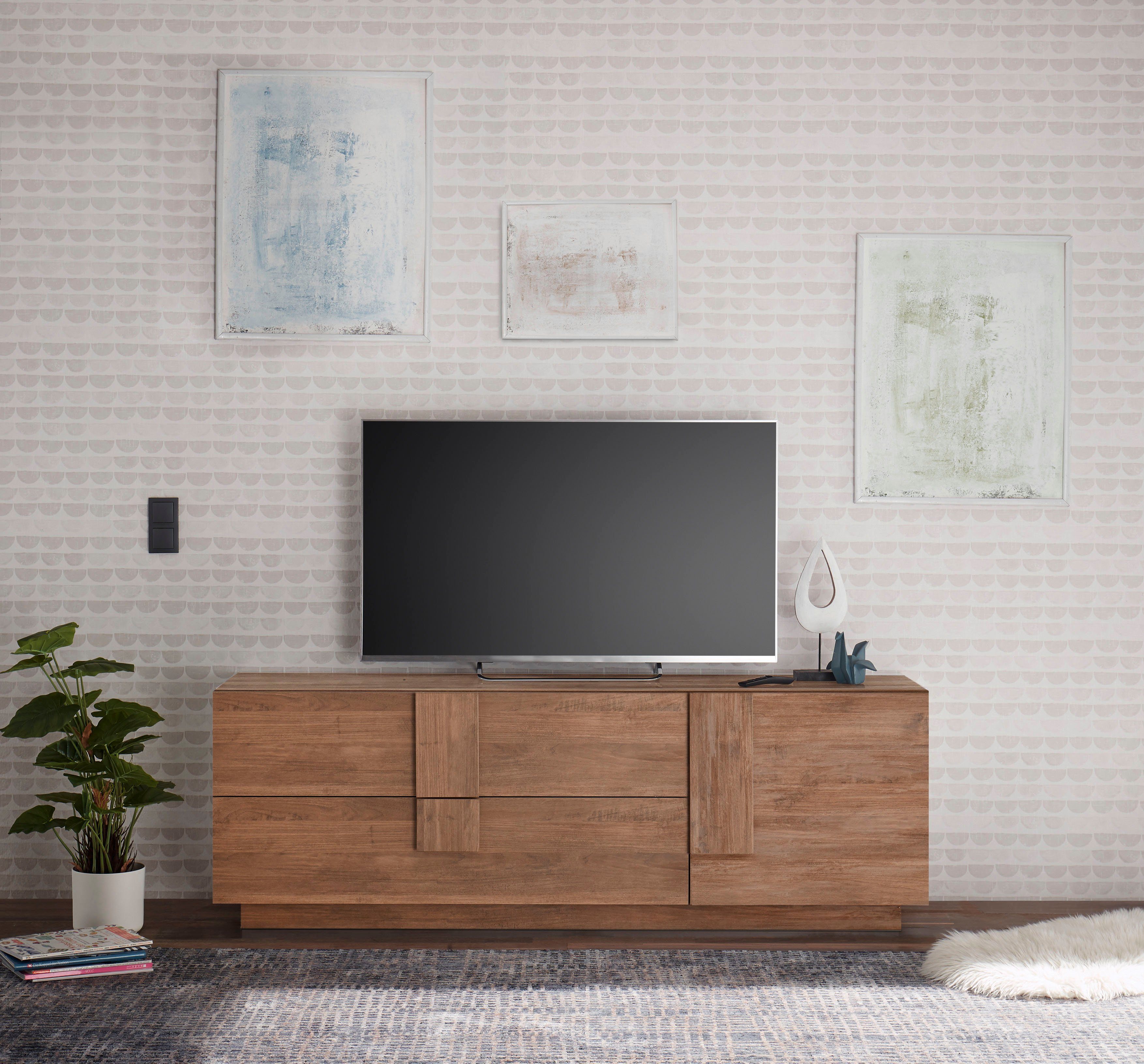 Home affaire Lowboard Jupiter, Breite 181 cm, TV-Board 1 Tür - Soft Closing, 2 Schubkästen, TV-Schrank, moderne Griffblende, FSC®, cleveres Stauraumkonzept