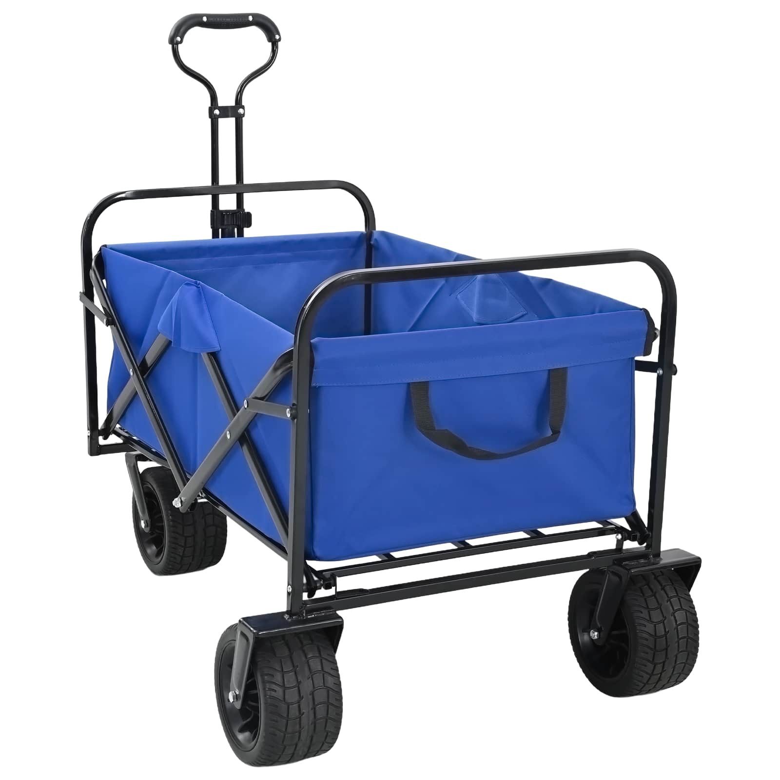 vidaXL Rollwagen Einkaufswagen mit Bremsen Blau 89 x 63 x 96 cm, (1 St)