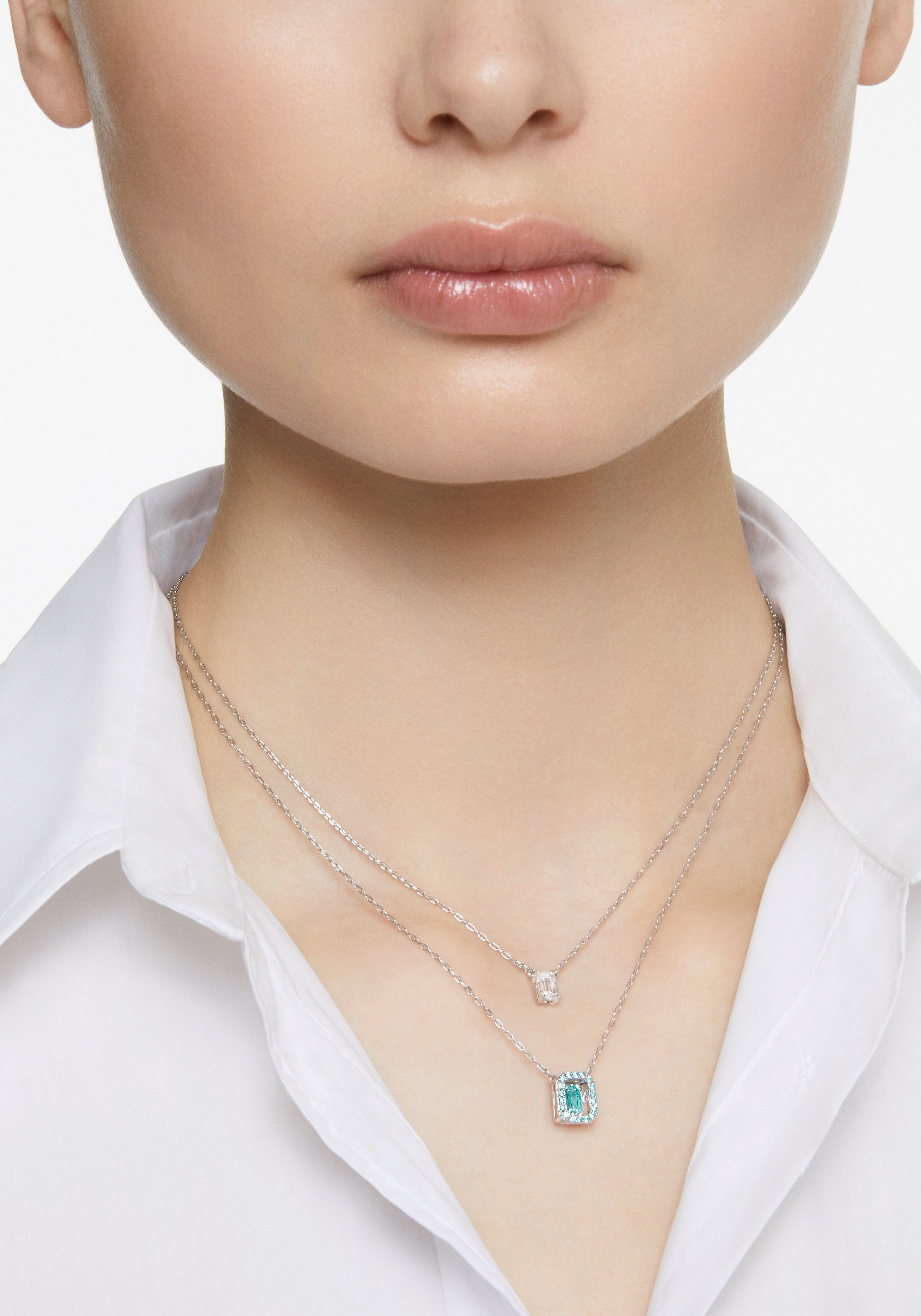 Swarovski Kette silber Millenia Kristall Lagenlook, Swarovski® mit mit Halskette im Anhänger 5640557