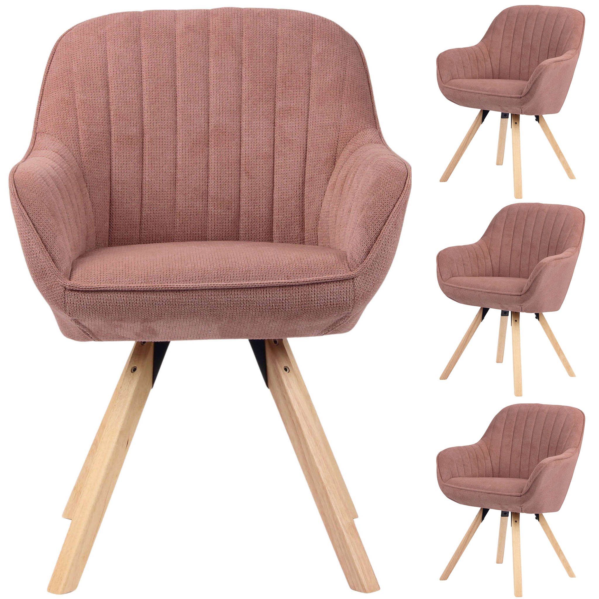 bene living Loungesessel Matera - drehbar - rosé (4-St., 4er Set), helles Holz-Gestell - durchgehende Arm- und Rückenlehne