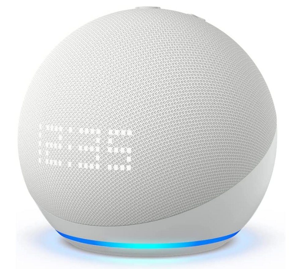 Smart Dot Echo 1.0 Temperatursensor, (WiFi), Generation Uhr Speaker mit Weiß Mikrofon-aus-Taste) Amazon (WLAN 5. Integrierter