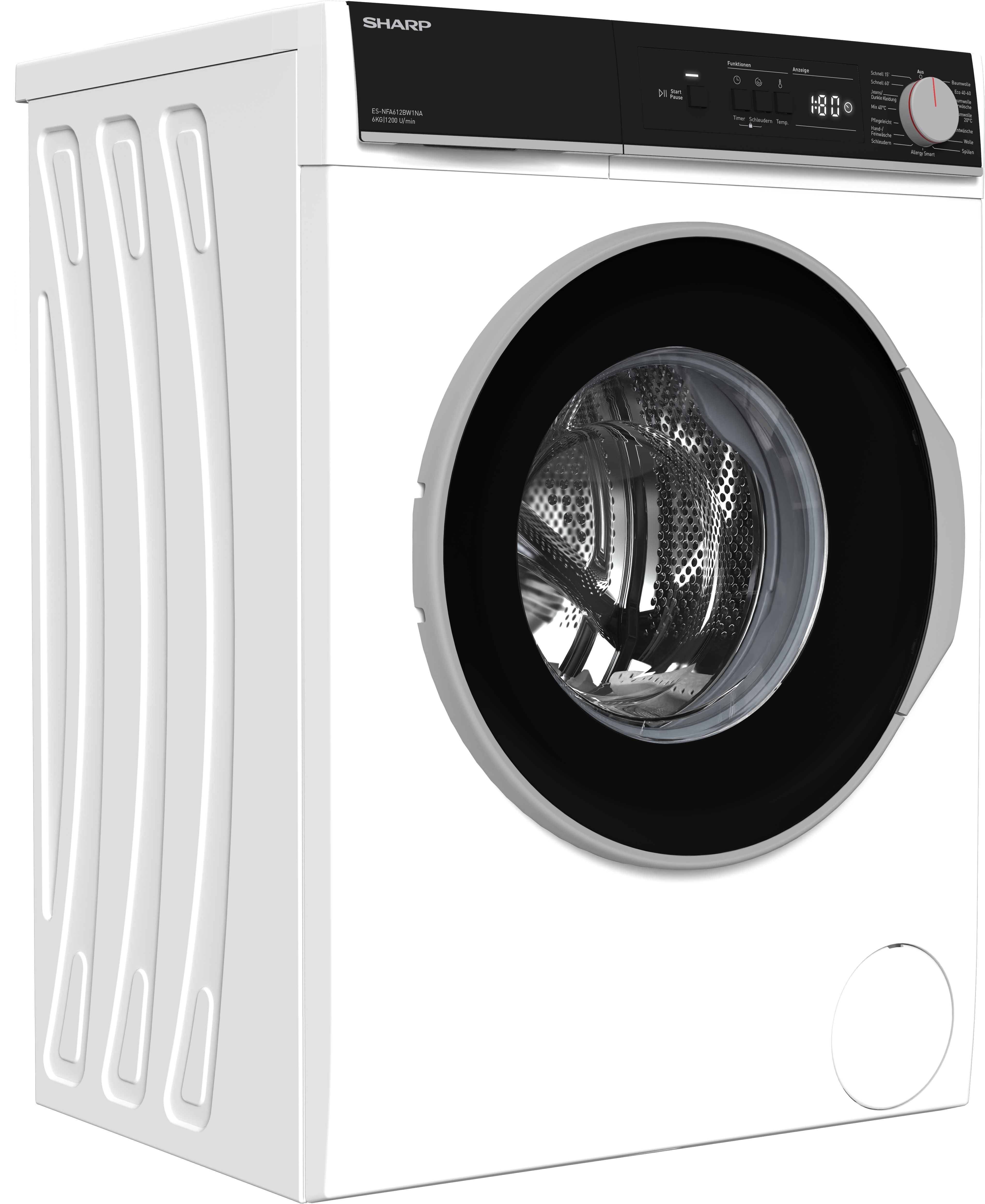 Sharp Waschmaschine ES-NFA612BW1NA-DE, 6 kg, 1200 U/min