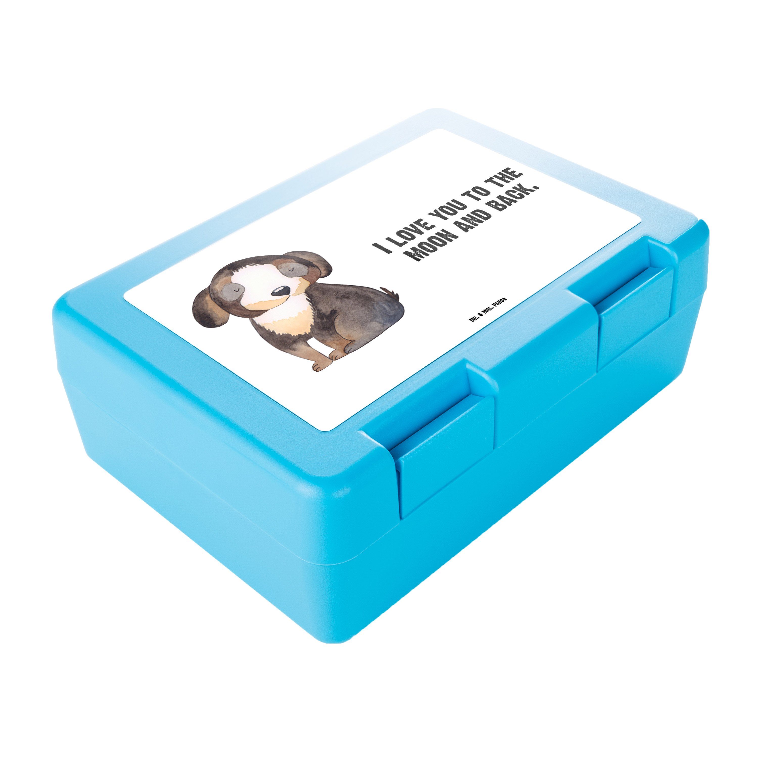 Weiß But, Mrs. Mr. Hundemama, Hundemotiv, - entspannt Hund - Panda Brotbox, Kunststoff, Premium Geschenk, (1-tlg) Butterdose &
