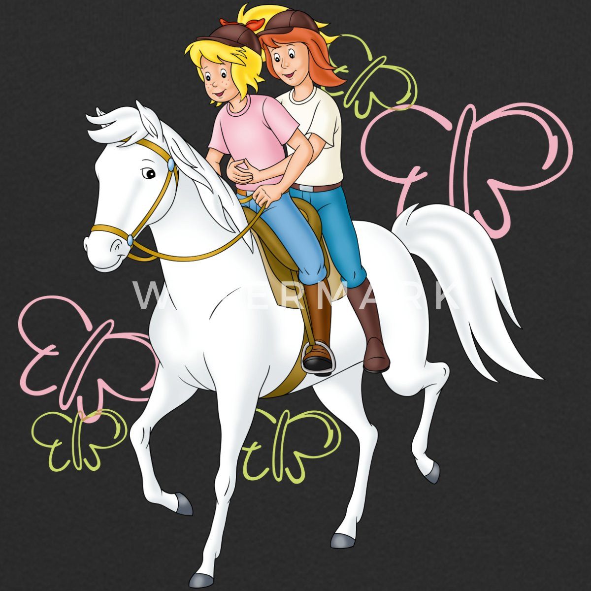 Spreadshirt Hoodie Bibi Und Tina Reiten Auf Stute Sabrina Kinder Kontrast-Hoodie (1-tlg)