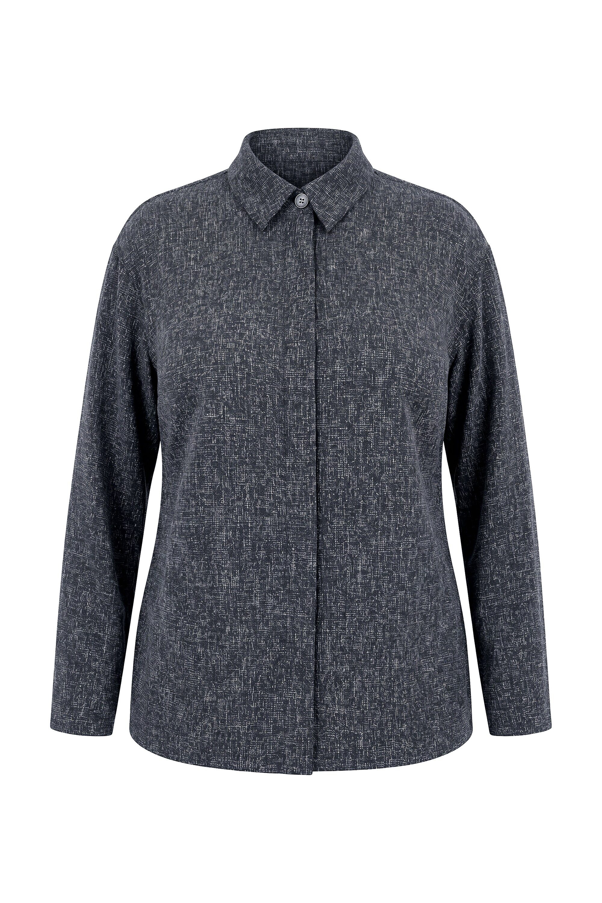Ulla Popken Sommerjacke Jacke meliert Hemdkragen Langarm