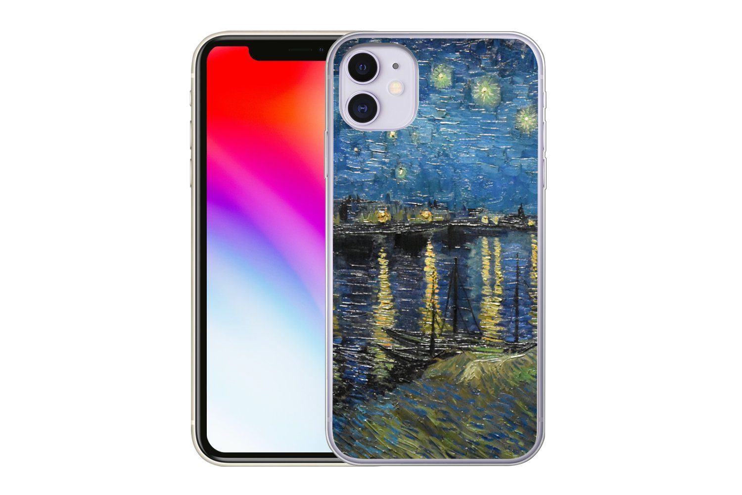 MuchoWow Handyhülle für Apple iPhone 11 Sternennacht über der Rhone - Van Gogh - Kunst, Smartphone-Bumper, Print, Handy Schutzhülle Dünn